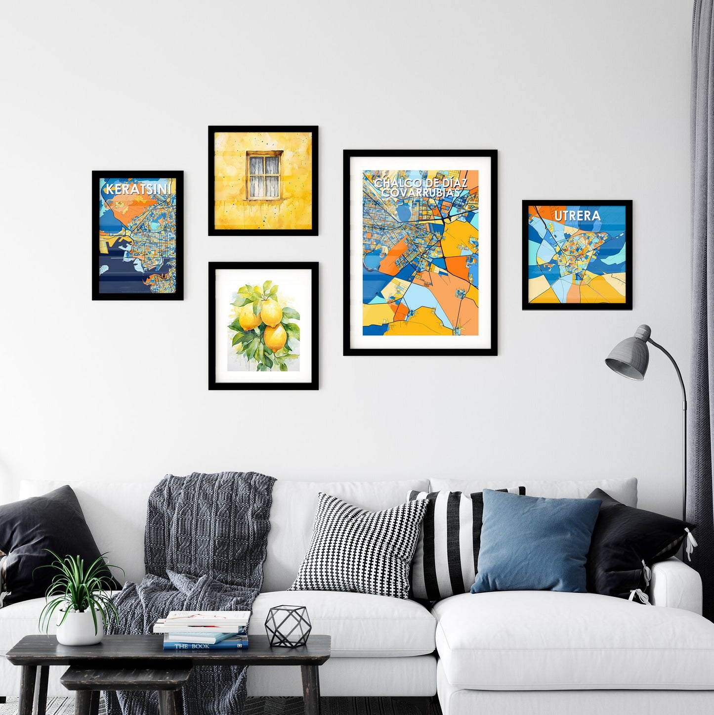 CHALCO DE DÍAZ COVARRUBIAS MEXICO Vibrant Colorful Art Map Poster Blue Orange