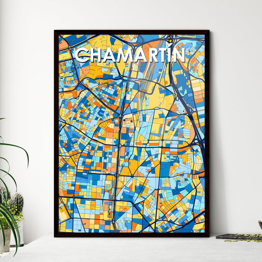 CHAMARTÍN SPAIN Vibrant Colorful Art Map Poster Blue Orange