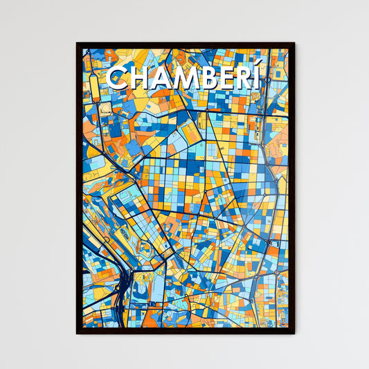 CHAMBERÍ SPAIN Vibrant Colorful Art Map Poster Blue Orange