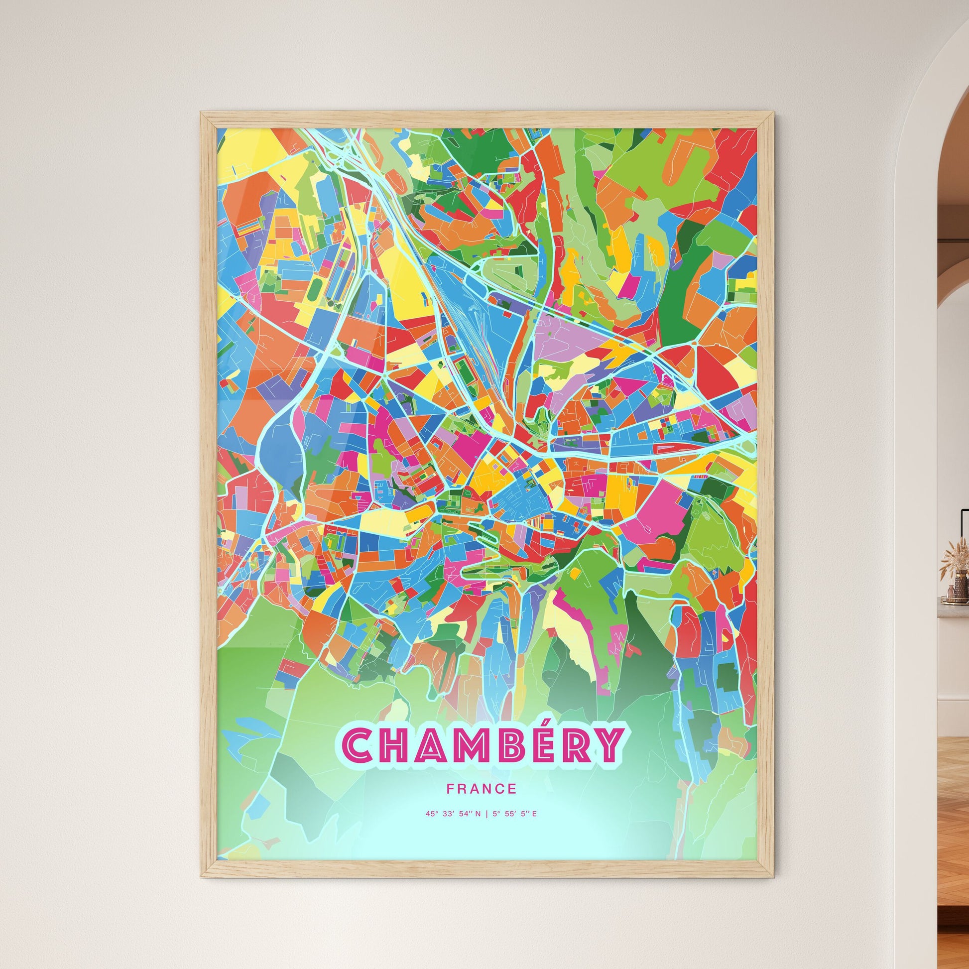 Colorful Chambéry France Fine Art Map Crazy Colors