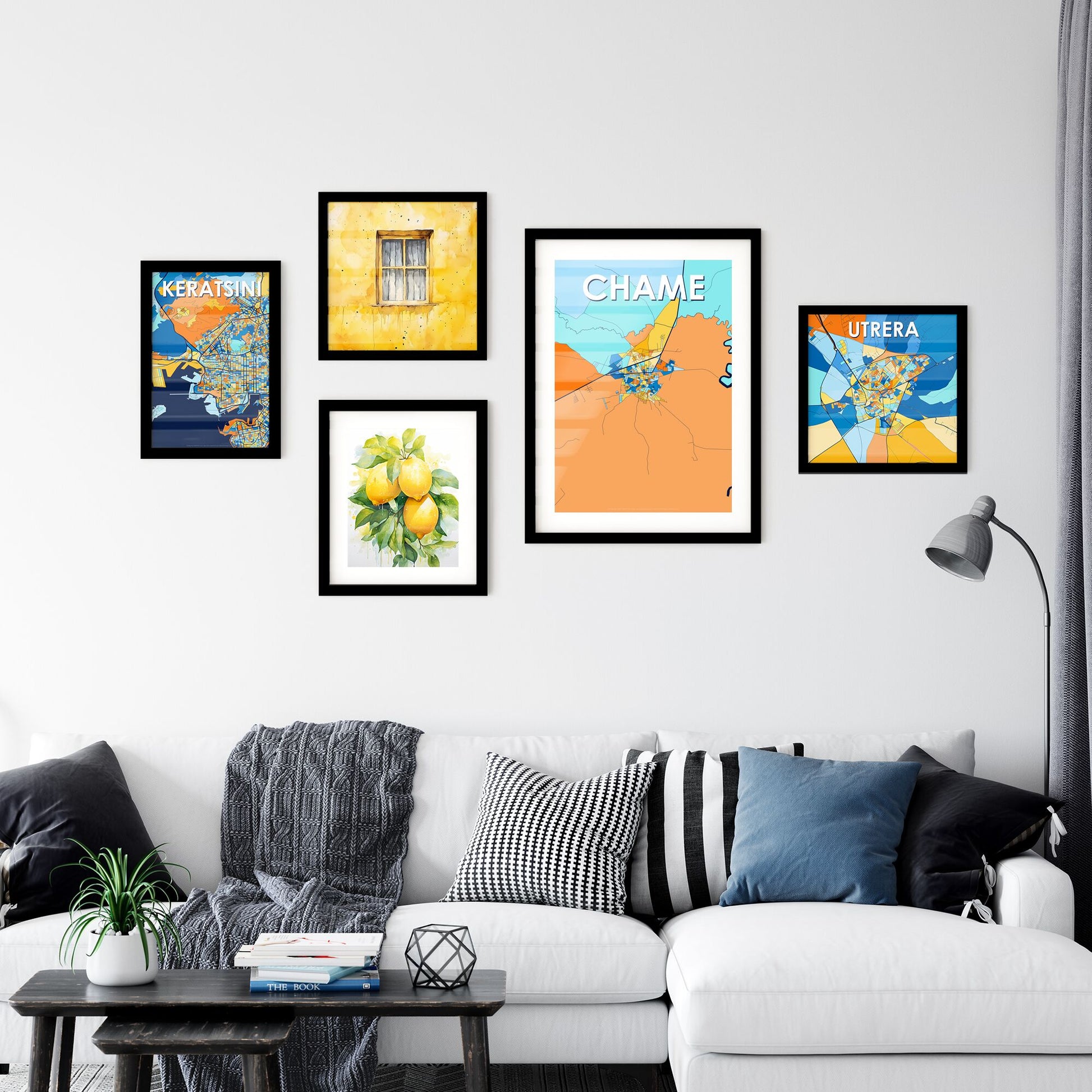 CHAME PANAMA Vibrant Colorful Art Map Poster Blue Orange