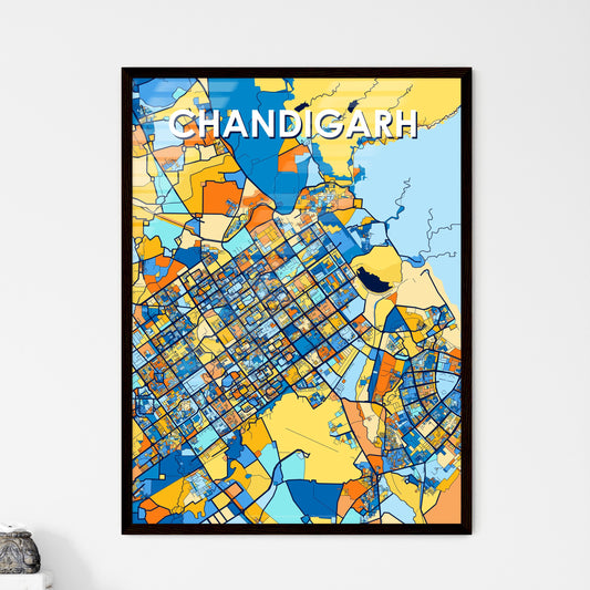 CHANDIGARH INDIA Vibrant Colorful Art Map Poster Blue Orange