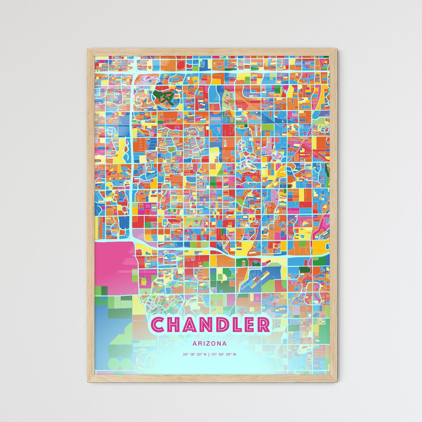 Colorful Chandler Arizona Fine Art Map Crazy Colors
