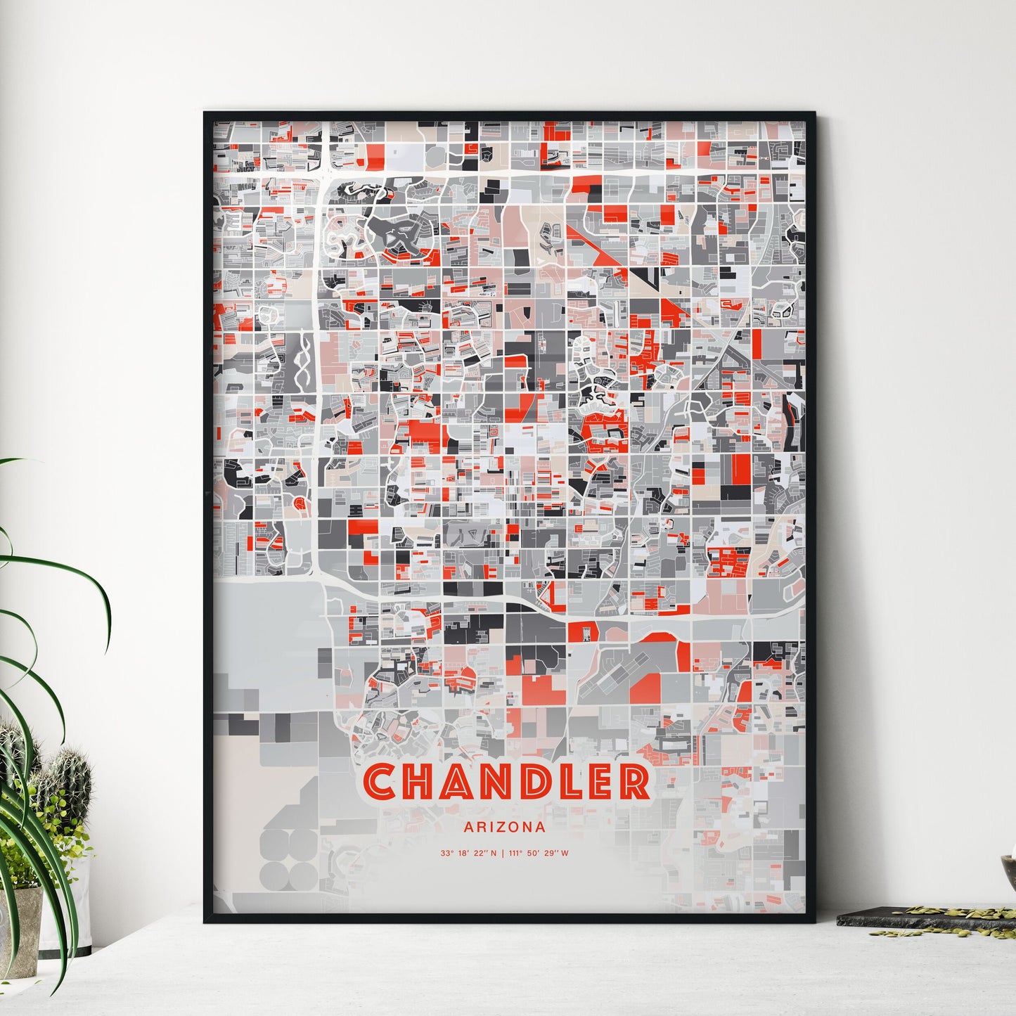Colorful Chandler Arizona Fine Art Map Modern Expressive