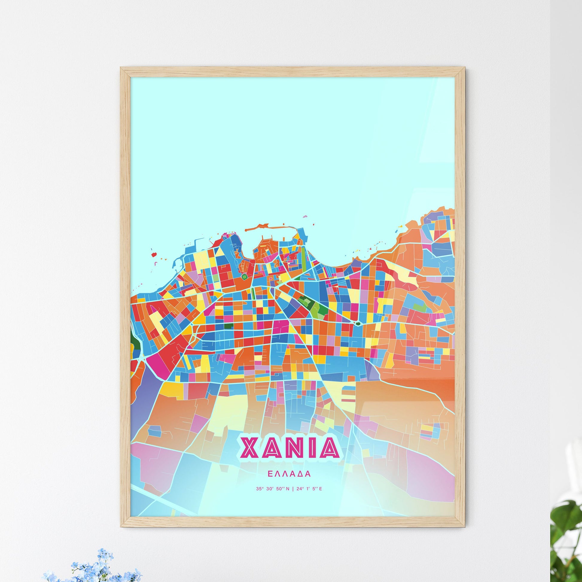Colorful Chania Greece Fine Art Map Crazy Colors