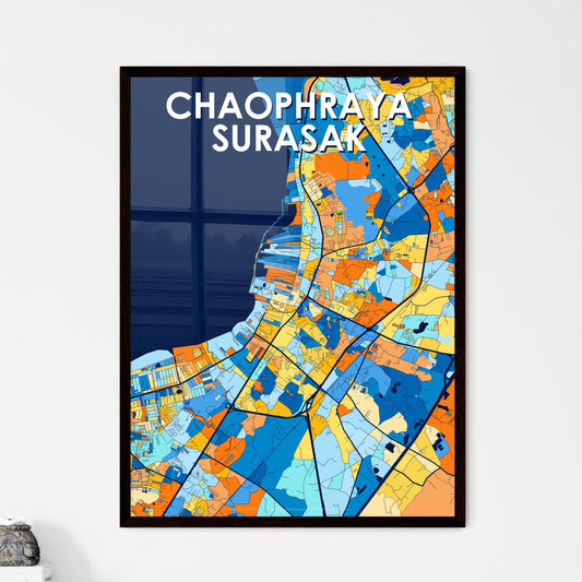 CHAOPHRAYA SURASAK THAILAND Vibrant Colorful Art Map Poster Blue Orange