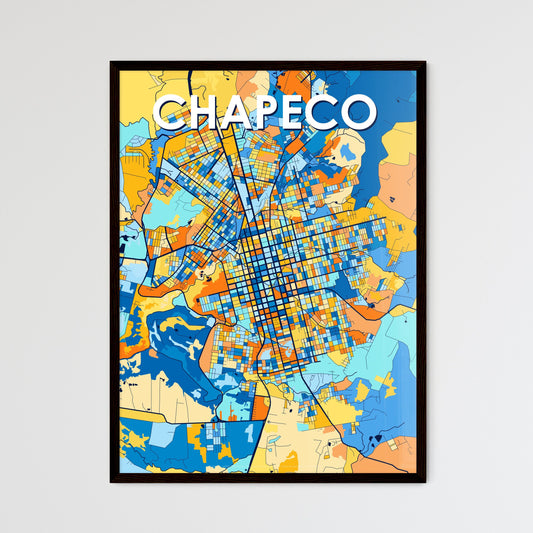 CHAPECO BRAZIL Vibrant Colorful Art Map Poster Blue Orange