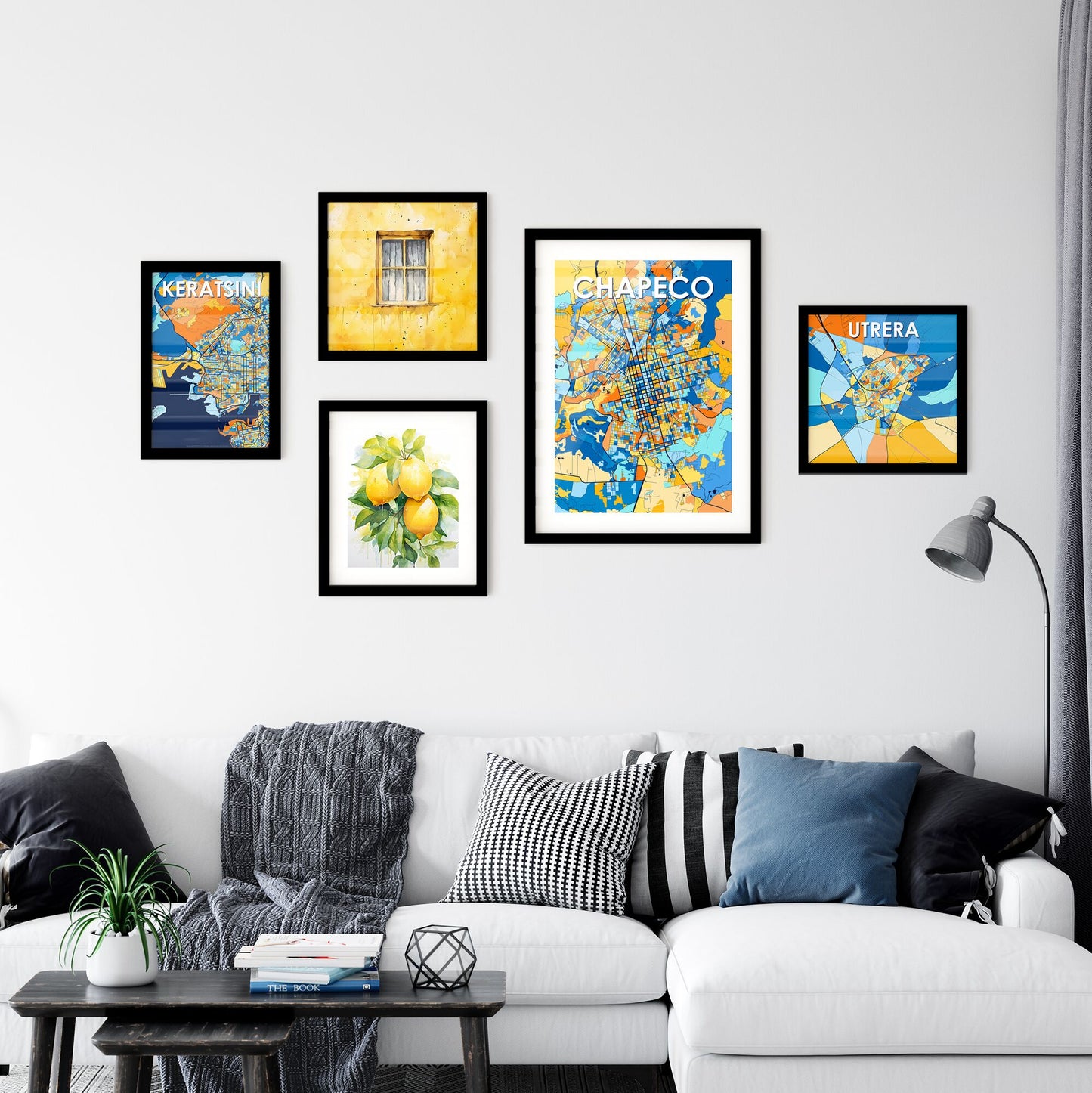 CHAPECO BRAZIL Vibrant Colorful Art Map Poster Blue Orange