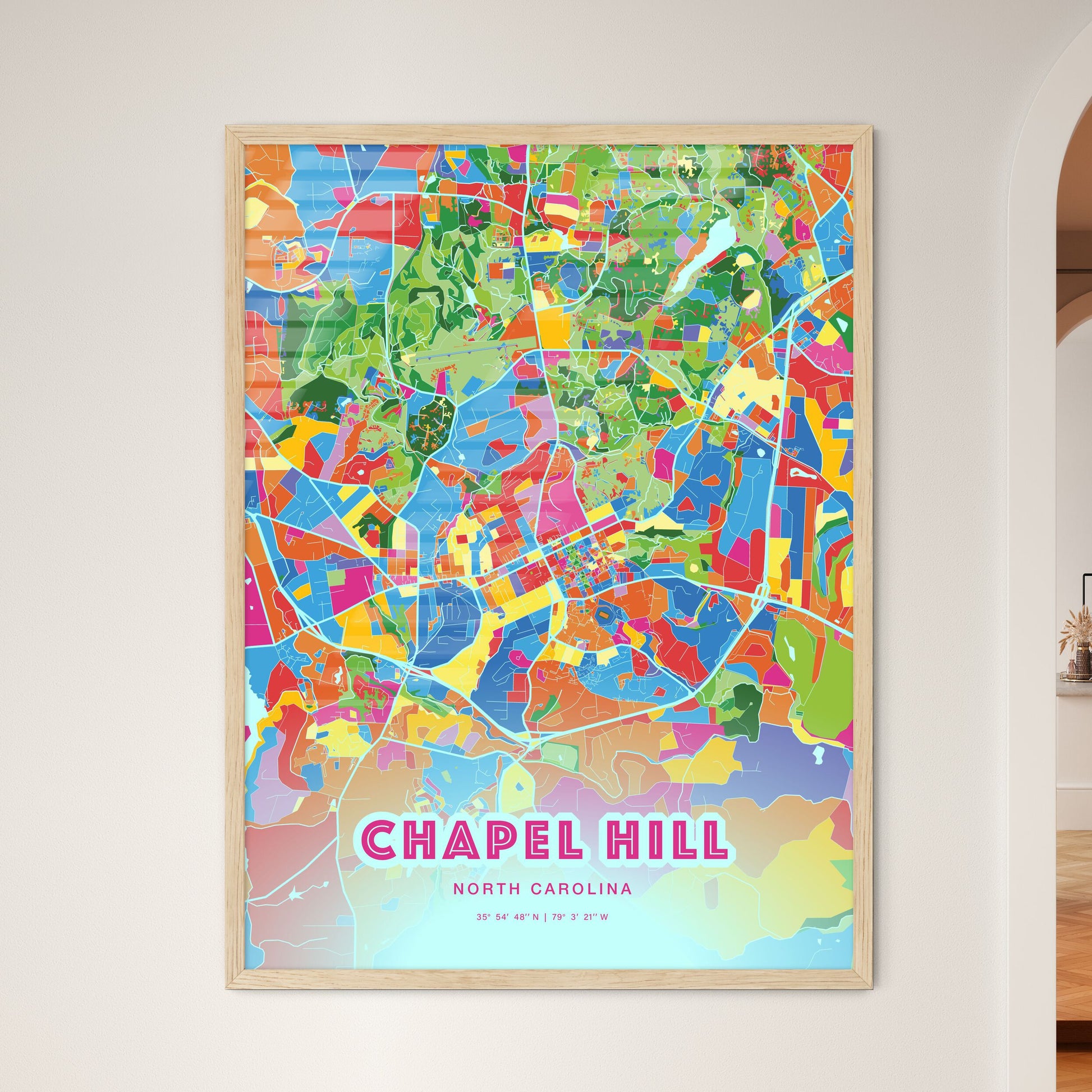 Colorful Chapel Hill North Carolina Fine Art Map Crazy Colors