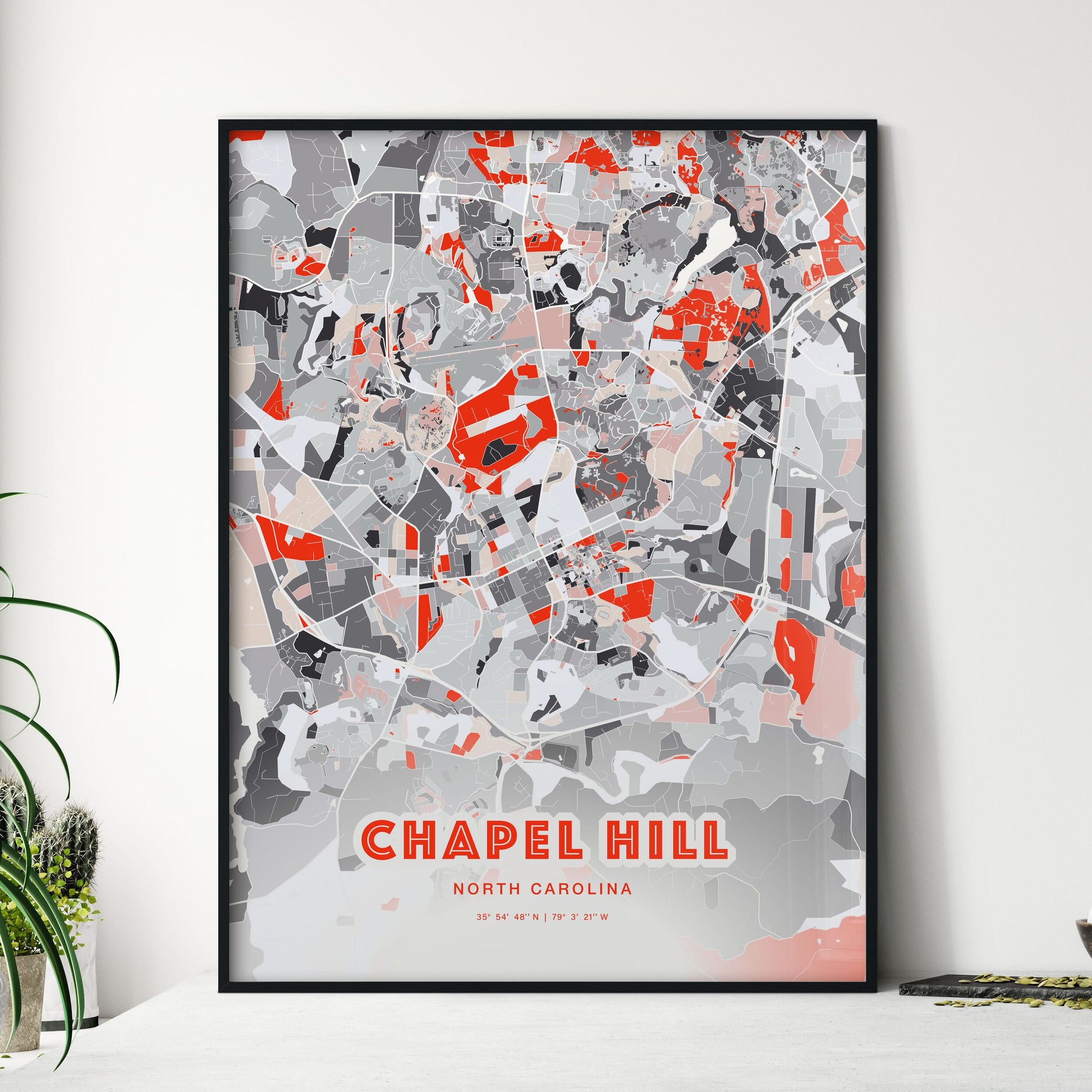 Colorful Chapel Hill North Carolina Fine Art Map Modern Expressive