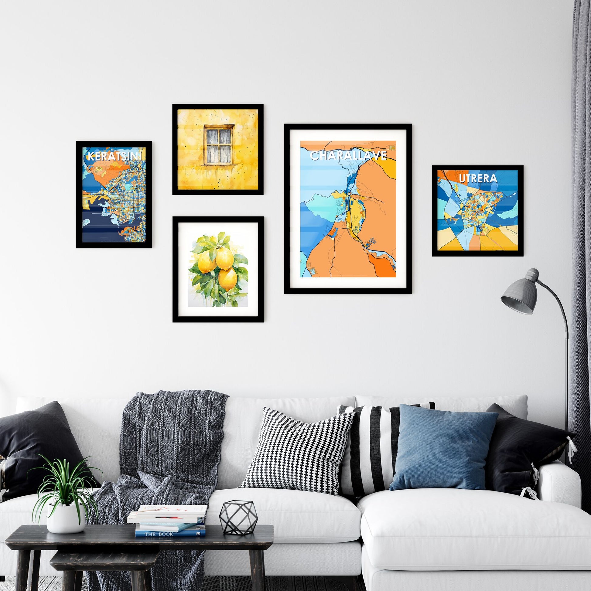 CHARALLAVE VENEZUELA Vibrant Colorful Art Map Poster Blue Orange