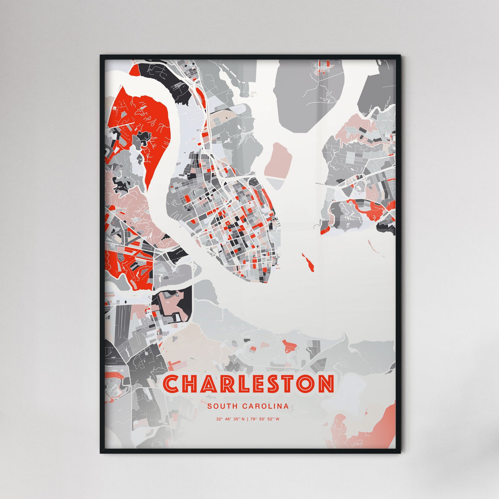Colorful Charleston South Carolina Fine Art Map Modern Expressive