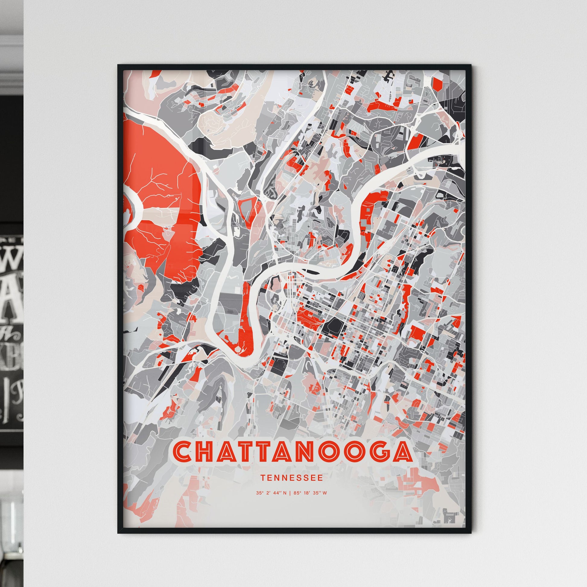 Colorful Chattanooga Tennessee Fine Art Map Modern Expressive