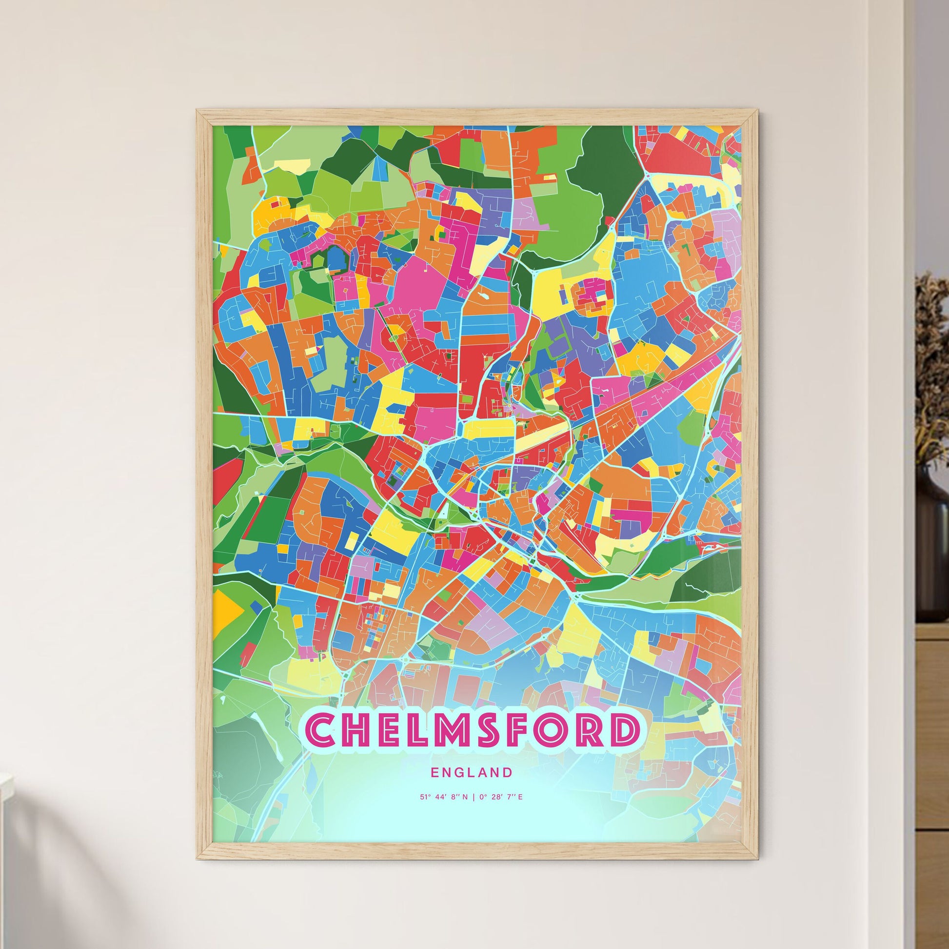 Colorful Chelmsford England Fine Art Map Crazy Colors
