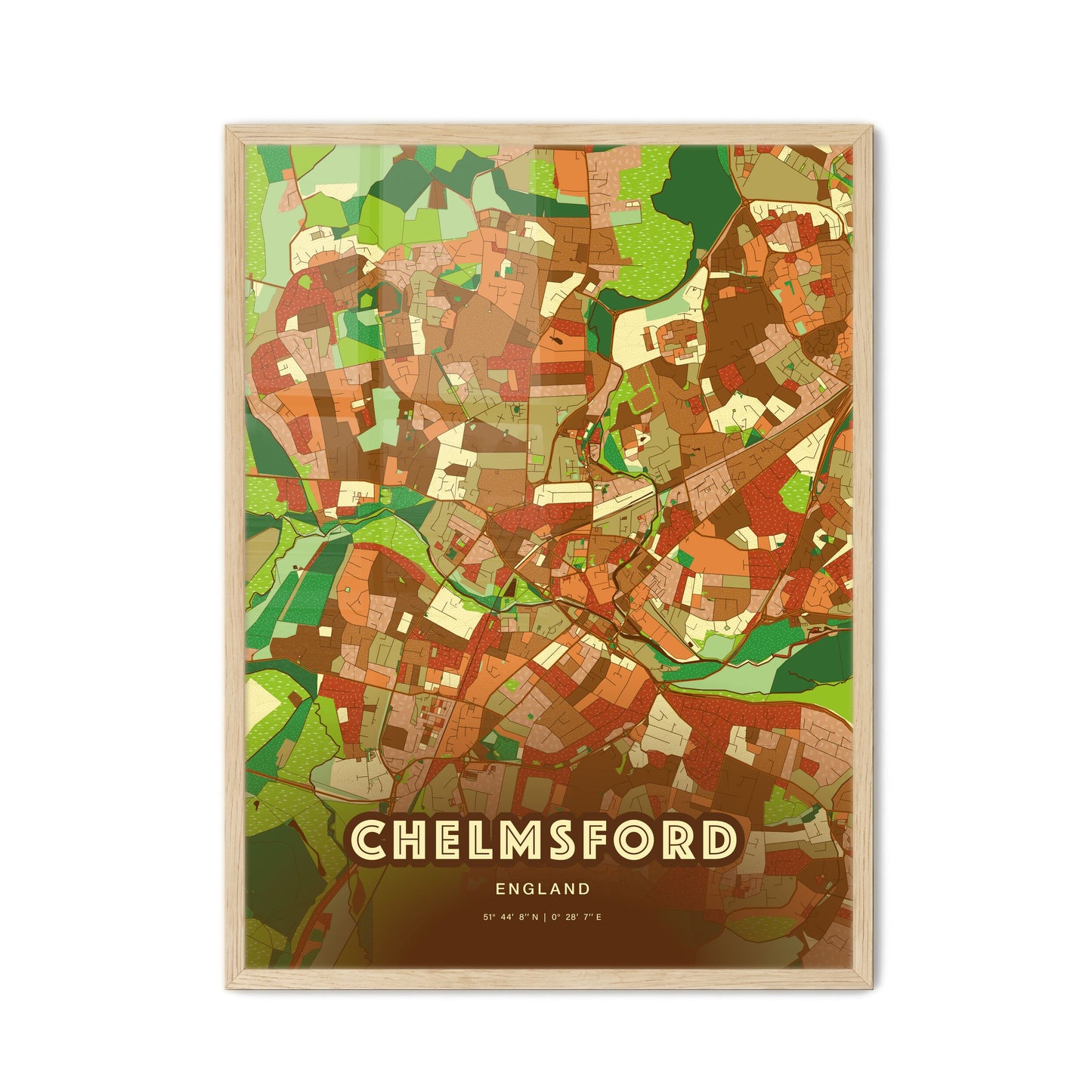 Colorful Chelmsford England Fine Art Map Farmhouse