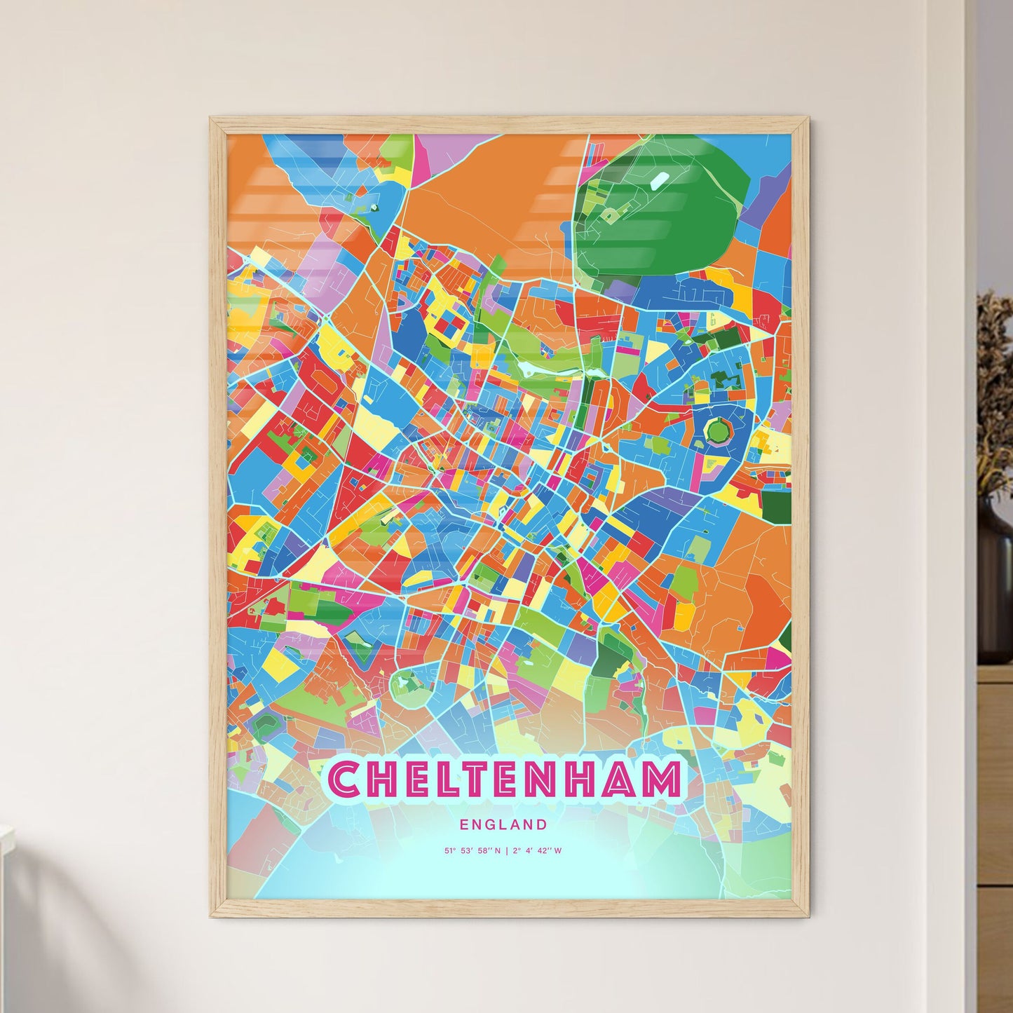 Colorful Cheltenham England Fine Art Map Crazy Colors