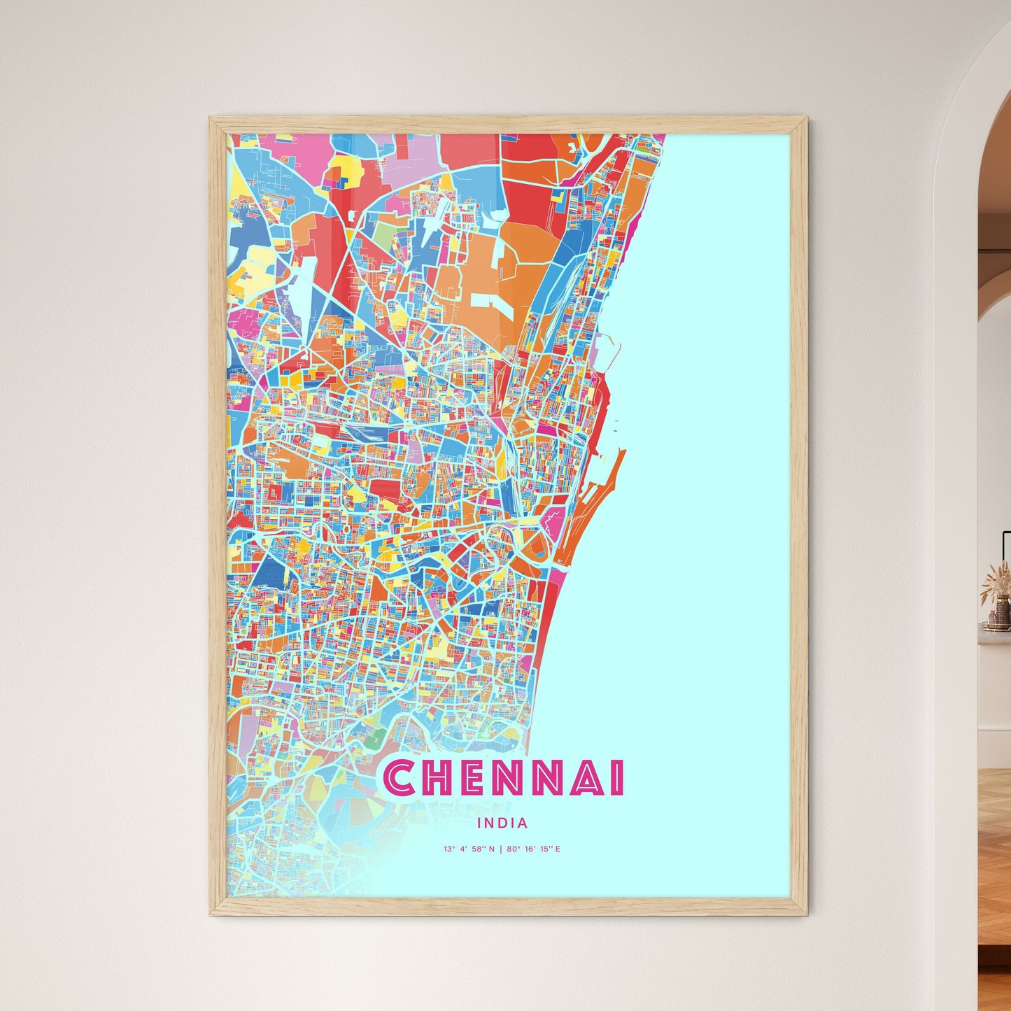 Colorful Chennai India Fine Art Map Crazy Colors