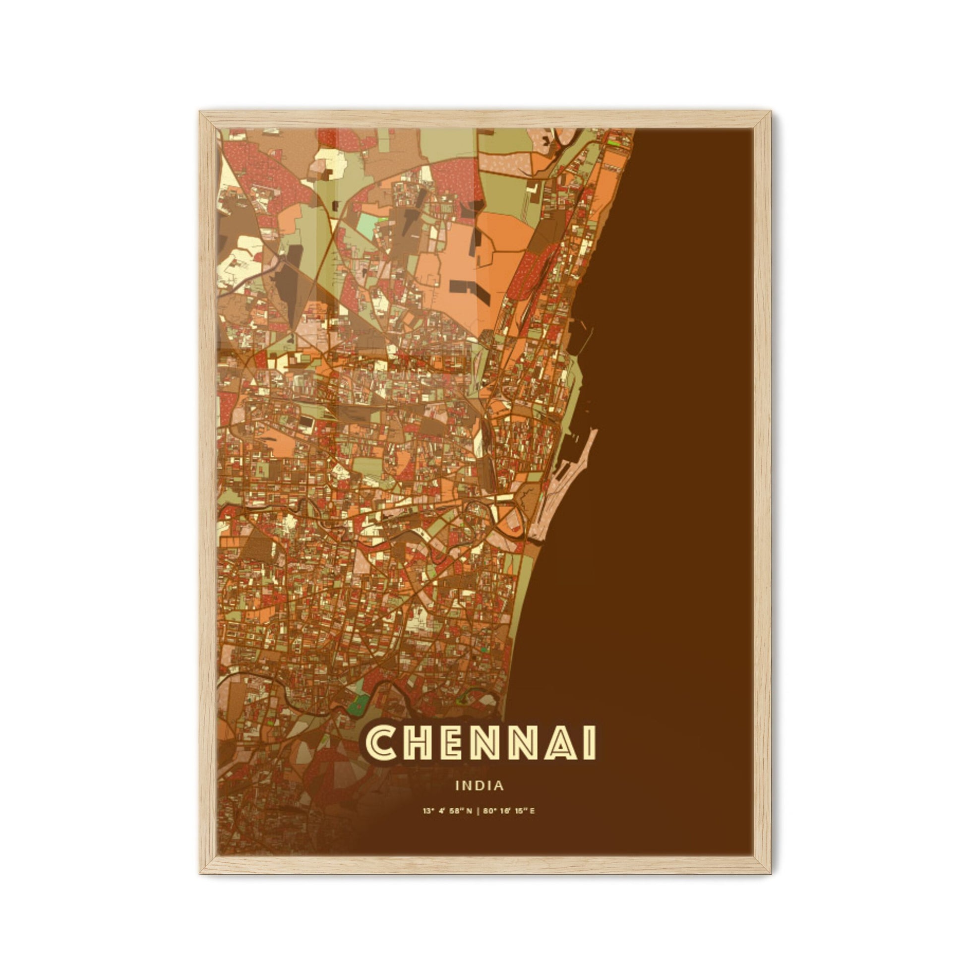 Colorful Chennai India Fine Art Map Farmhouse