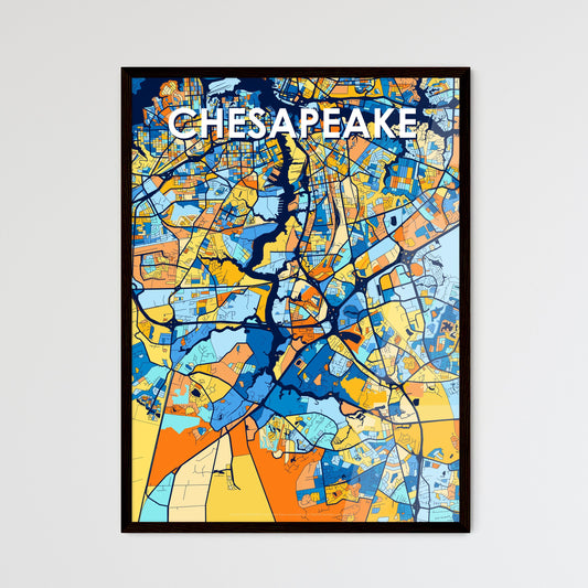CHESAPEAKE VIRGINIA Vibrant Colorful Art Map Poster Blue Orange