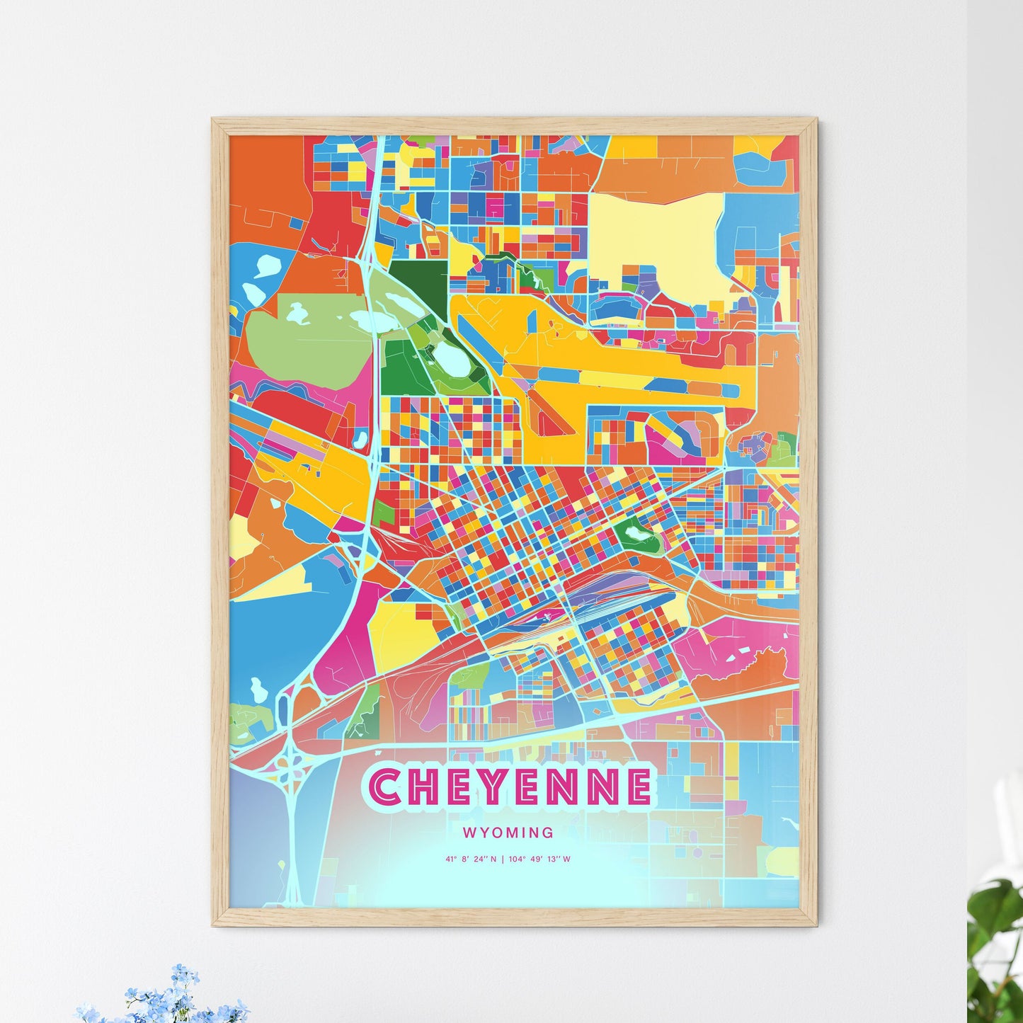 Colorful Cheyenne Wyoming Fine Art Map Crazy Colors