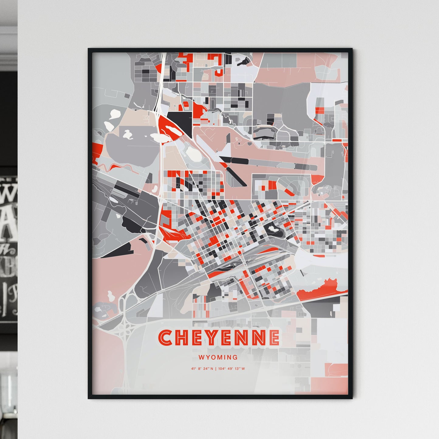 Colorful Cheyenne Wyoming Fine Art Map Modern Expressive