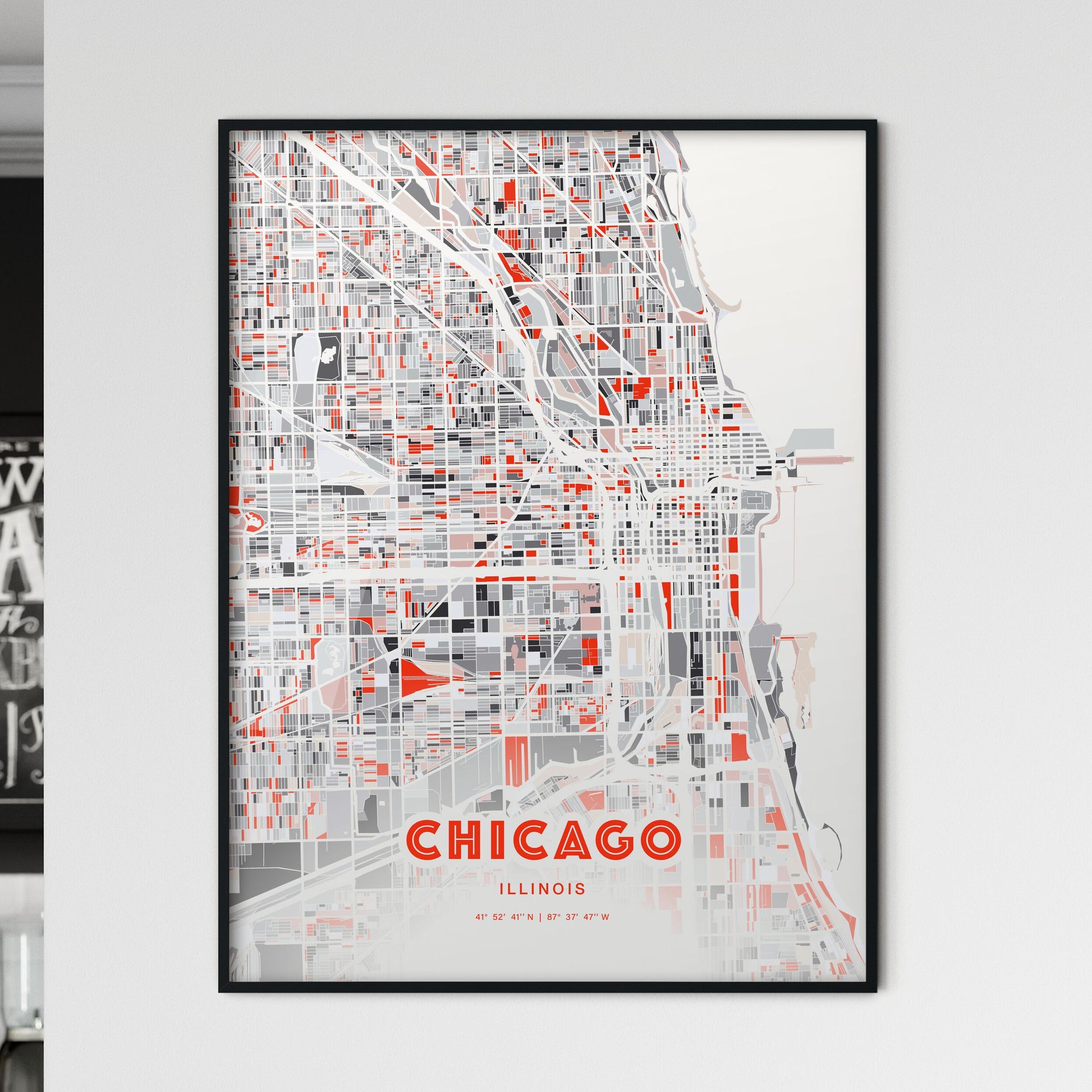 Colorful Chicago Illinois Fine Art Map Modern Expressive