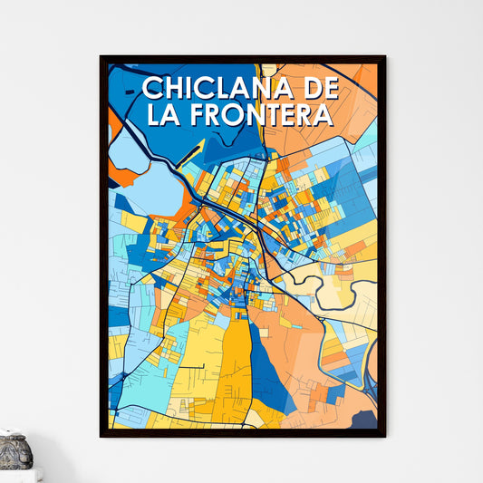 CHICLANA DE LA FRONTERA SPAIN Vibrant Colorful Art Map Poster Blue Orange