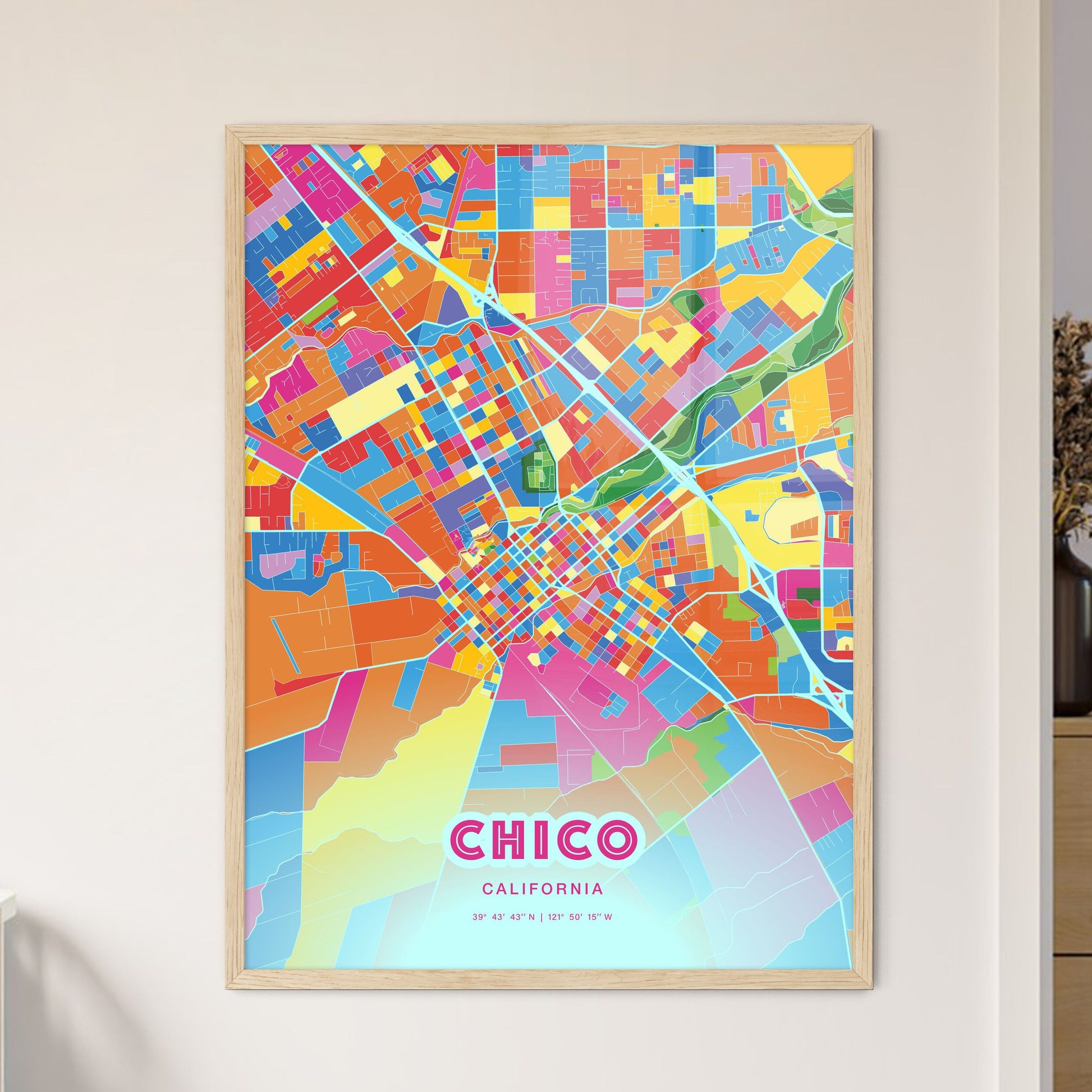 Colorful Chico California Fine Art Map Crazy Colors