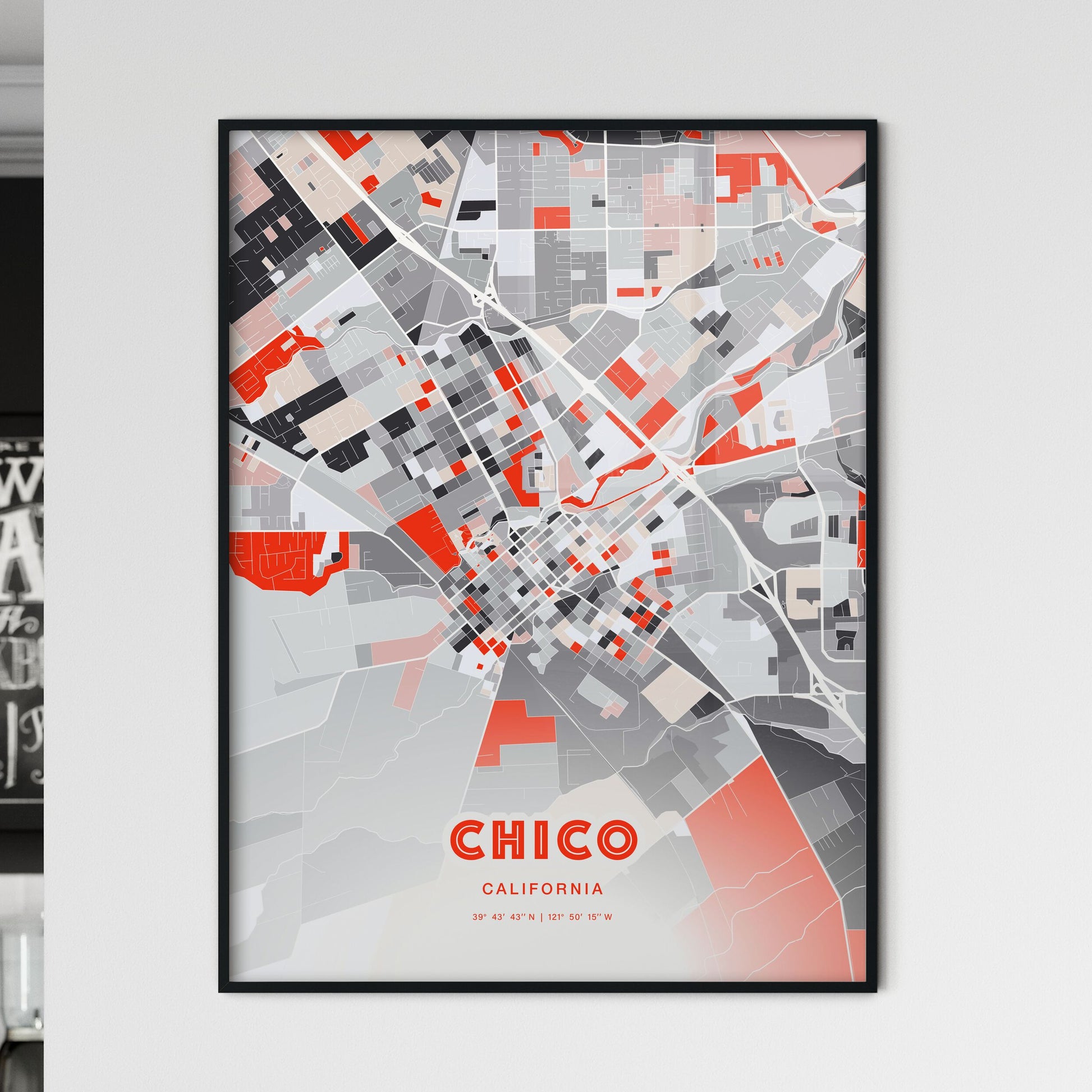 Colorful Chico California Fine Art Map Modern Expressive