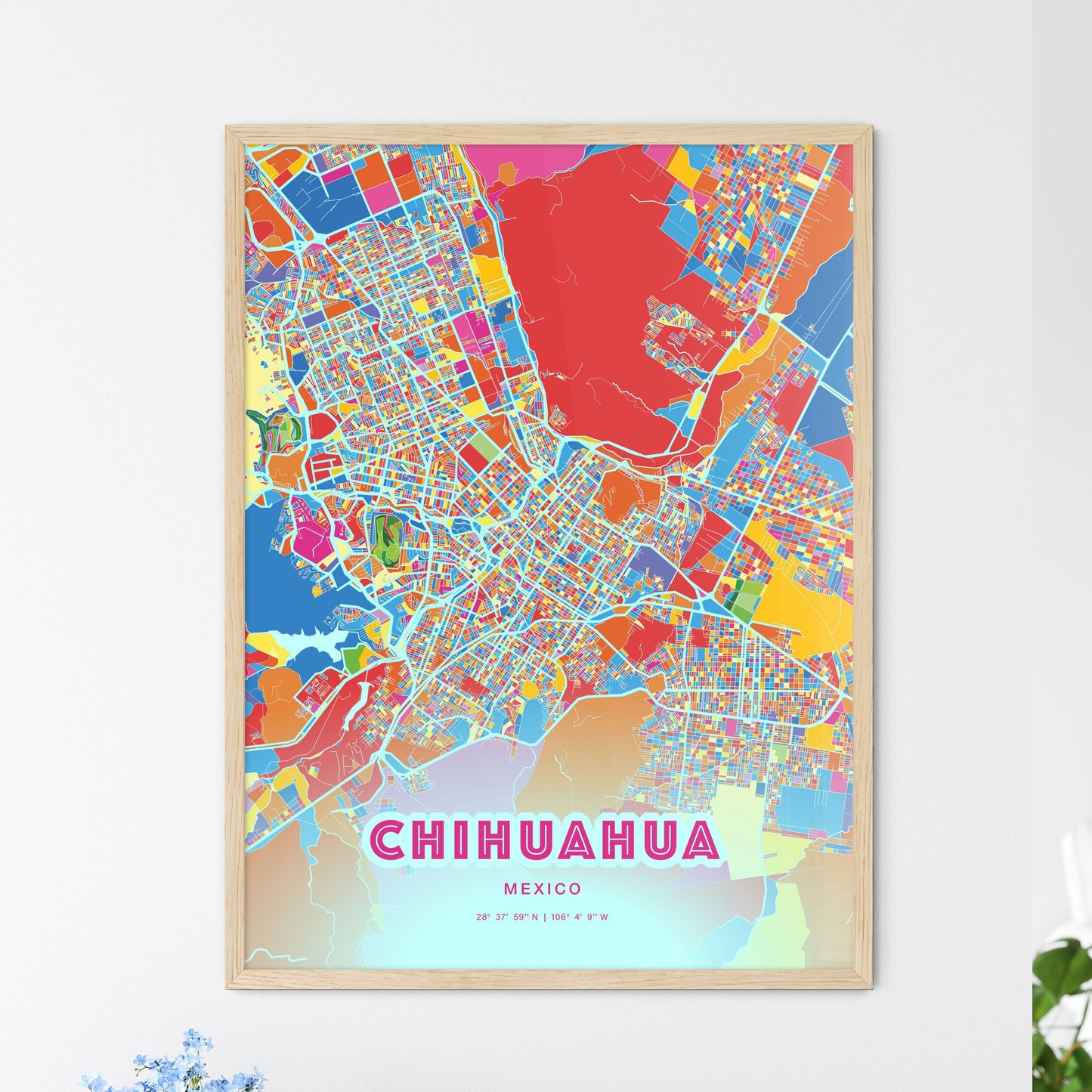 Colorful Chihuahua Mexico Fine Art Map Crazy Colors