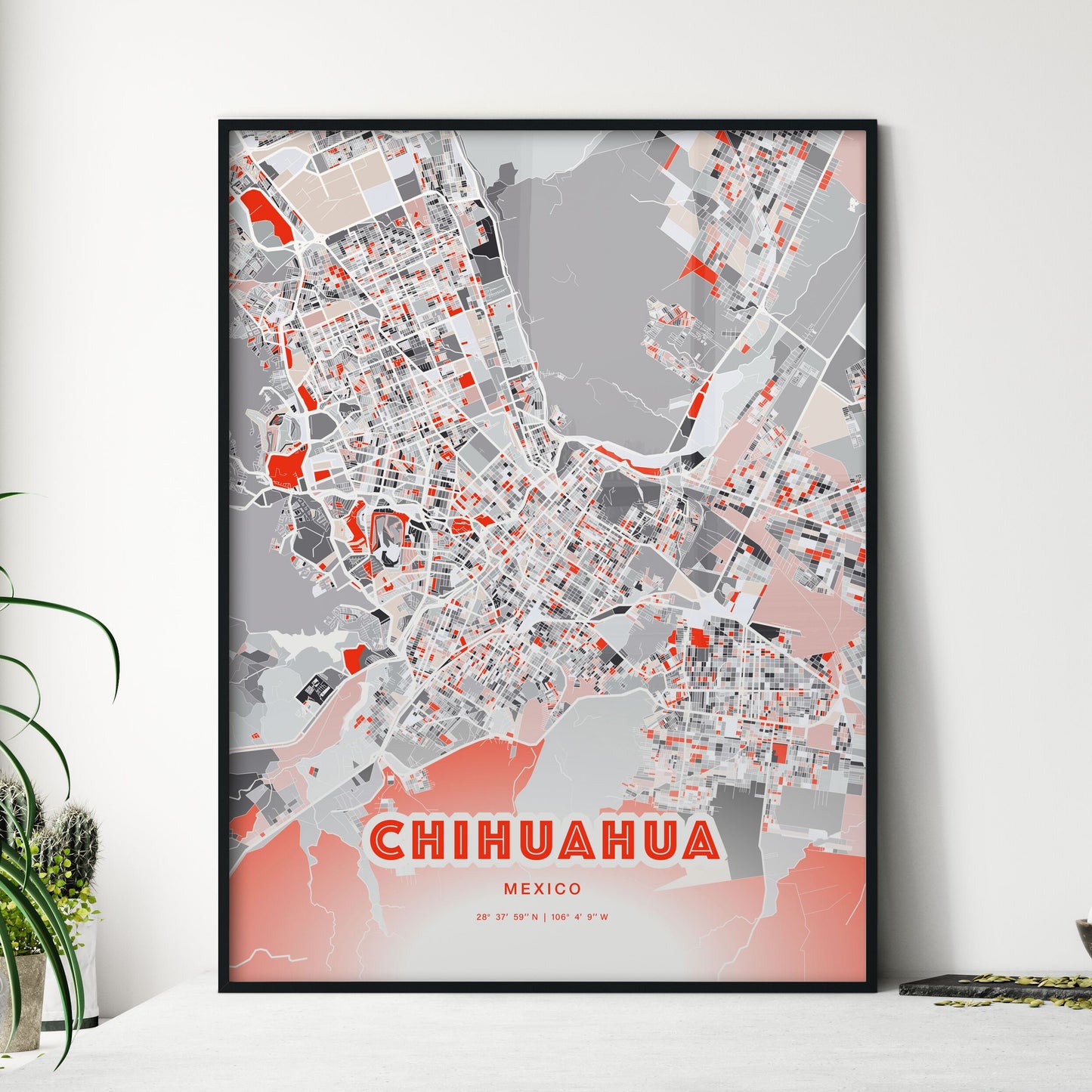 Colorful Chihuahua Mexico Fine Art Map Modern Expressive