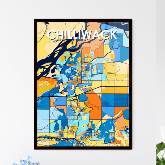 CHILLIWACK CANADA Vibrant Colorful Art Map Poster Blue Orange