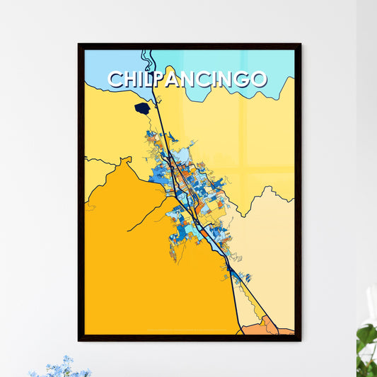 CHILPANCINGO MEXICO Vibrant Colorful Art Map Poster Blue Orange