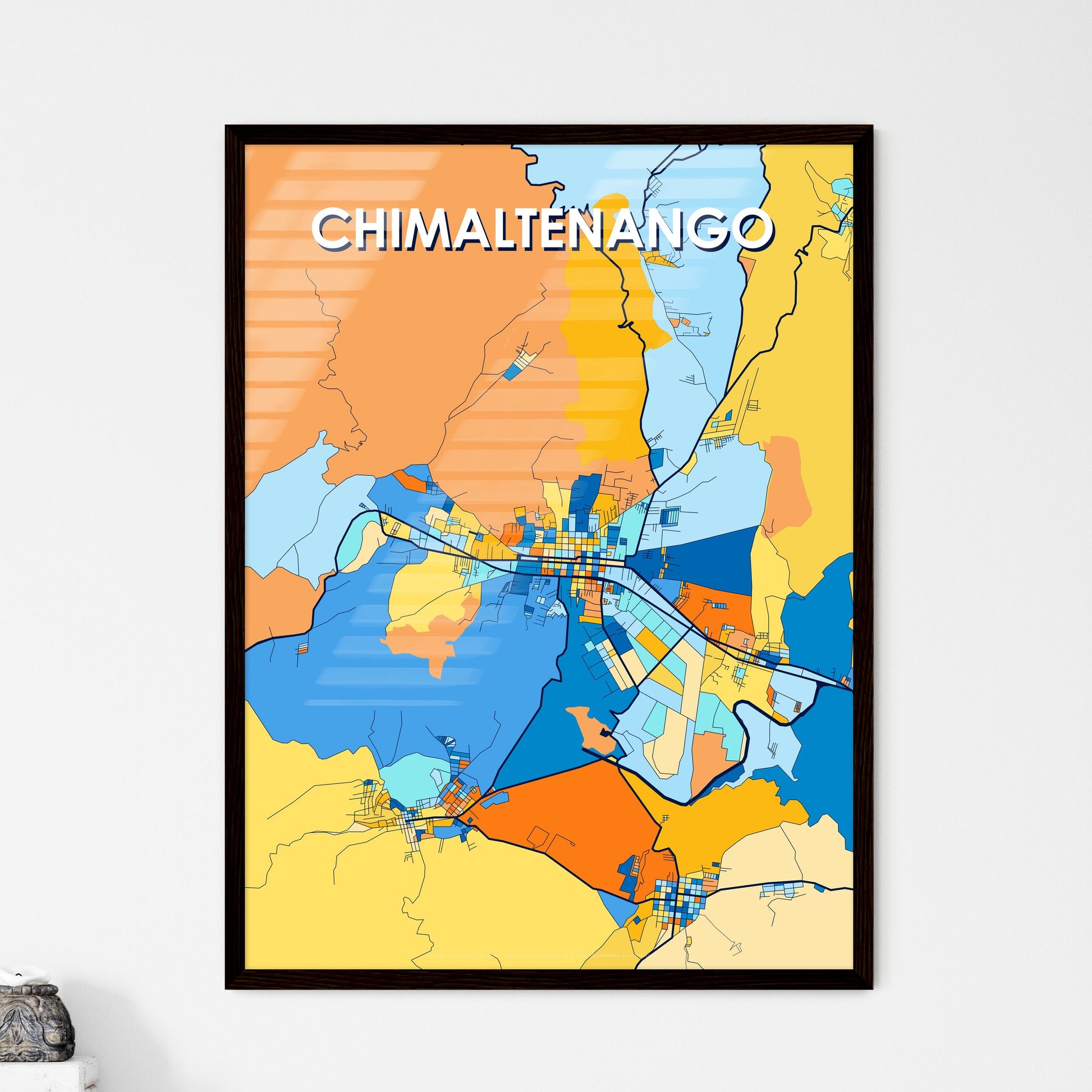 CHIMALTENANGO GUATEMALA Vibrant Colorful Art Map Poster Blue Orange