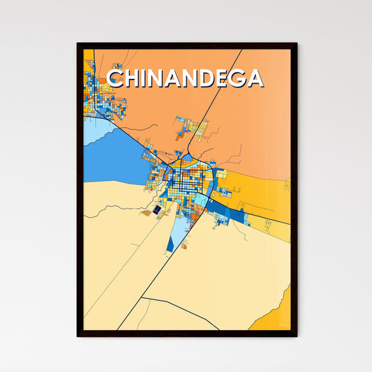 CHINANDEGA NICARAGUA Vibrant Colorful Art Map Poster Blue Orange