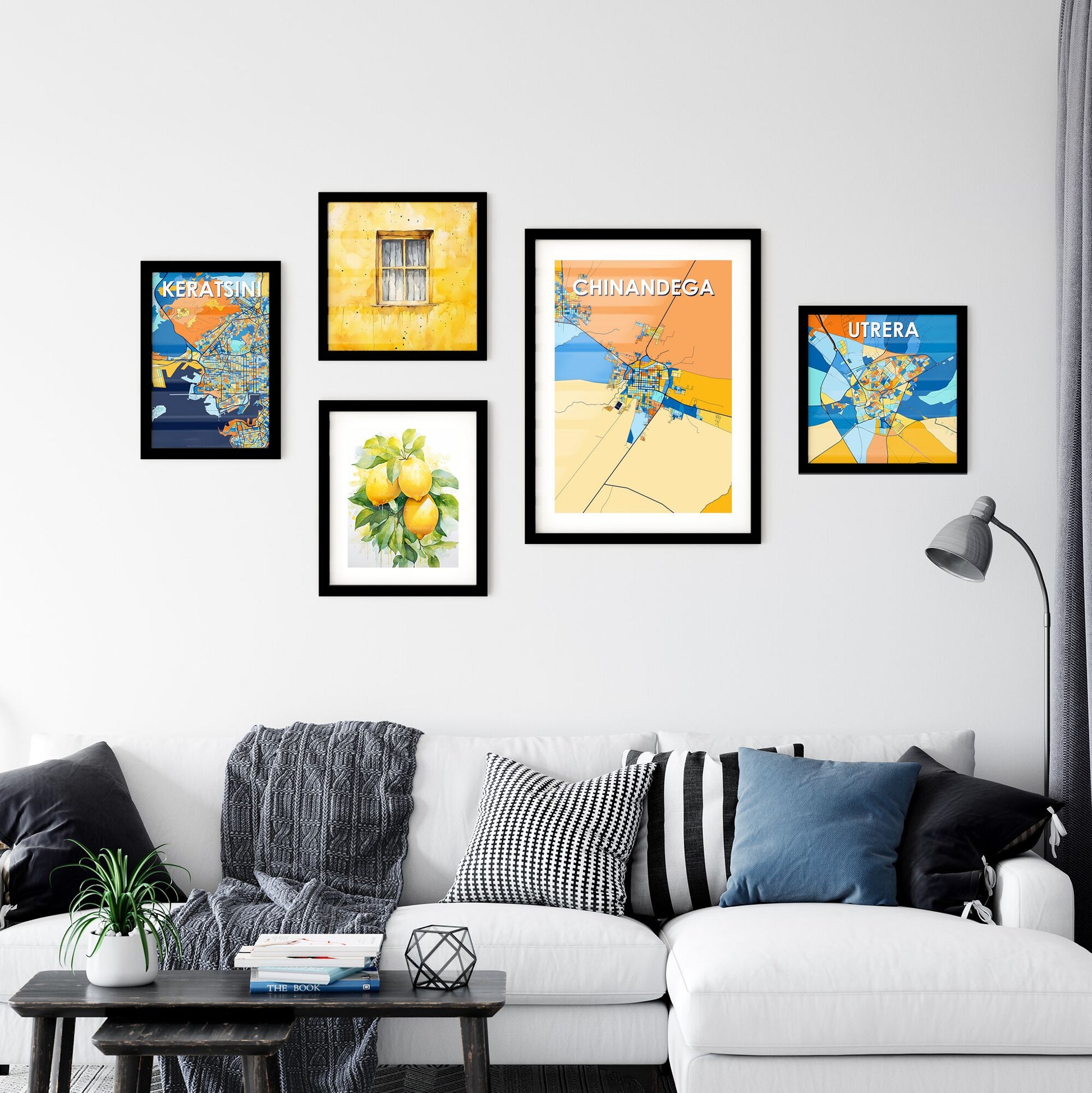 CHINANDEGA NICARAGUA Vibrant Colorful Art Map Poster Blue Orange