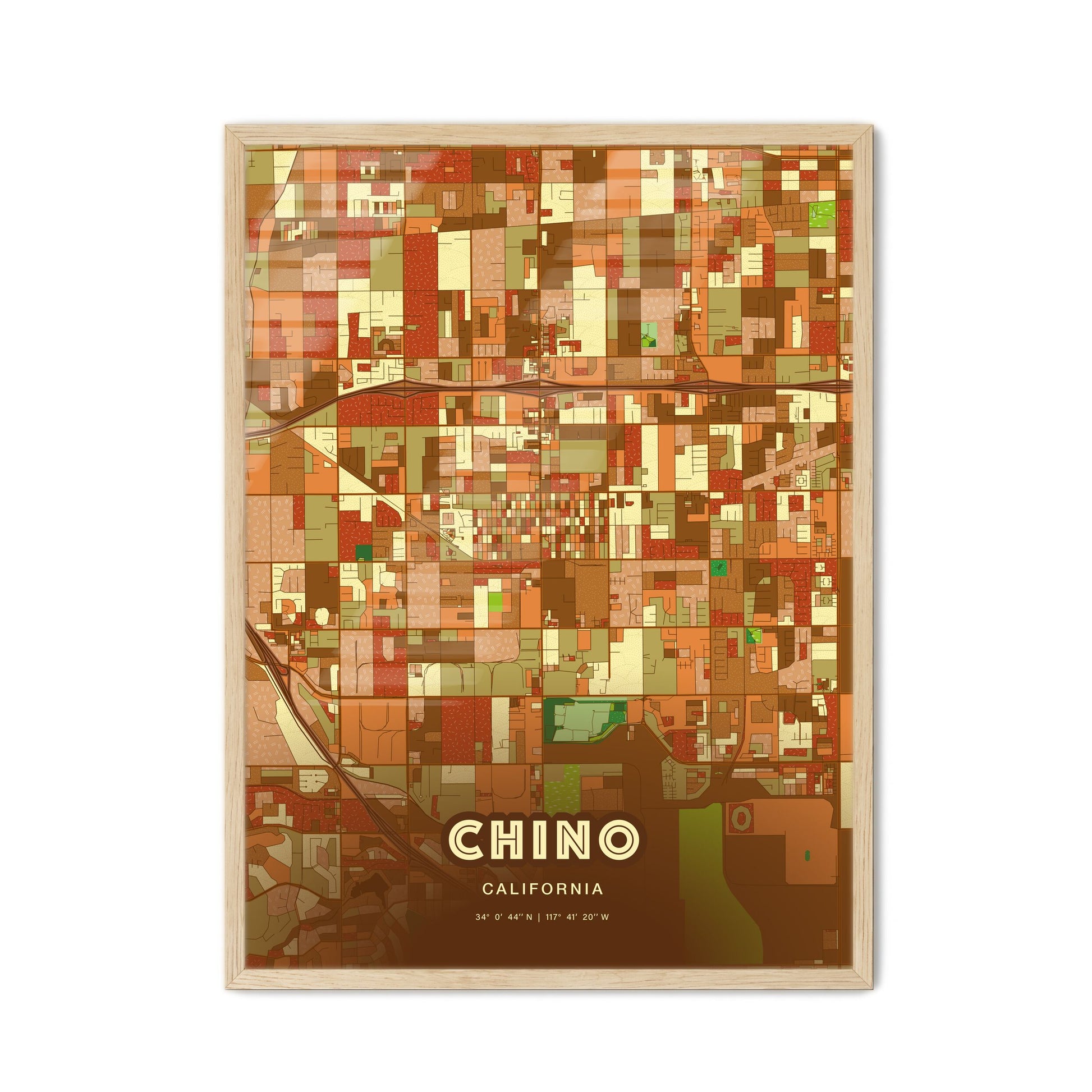 Colorful Chino California Fine Art Map Farmhouse
