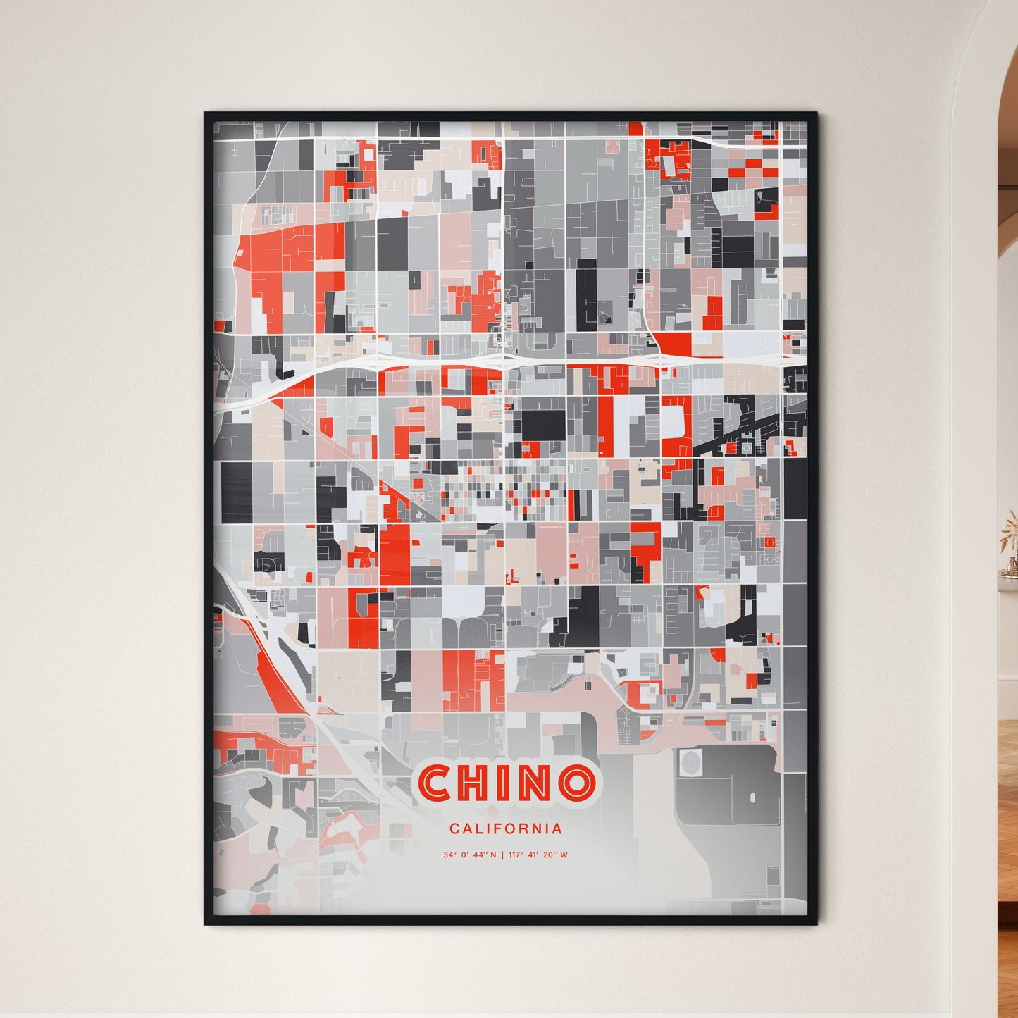 Colorful Chino California Fine Art Map Modern Expressive