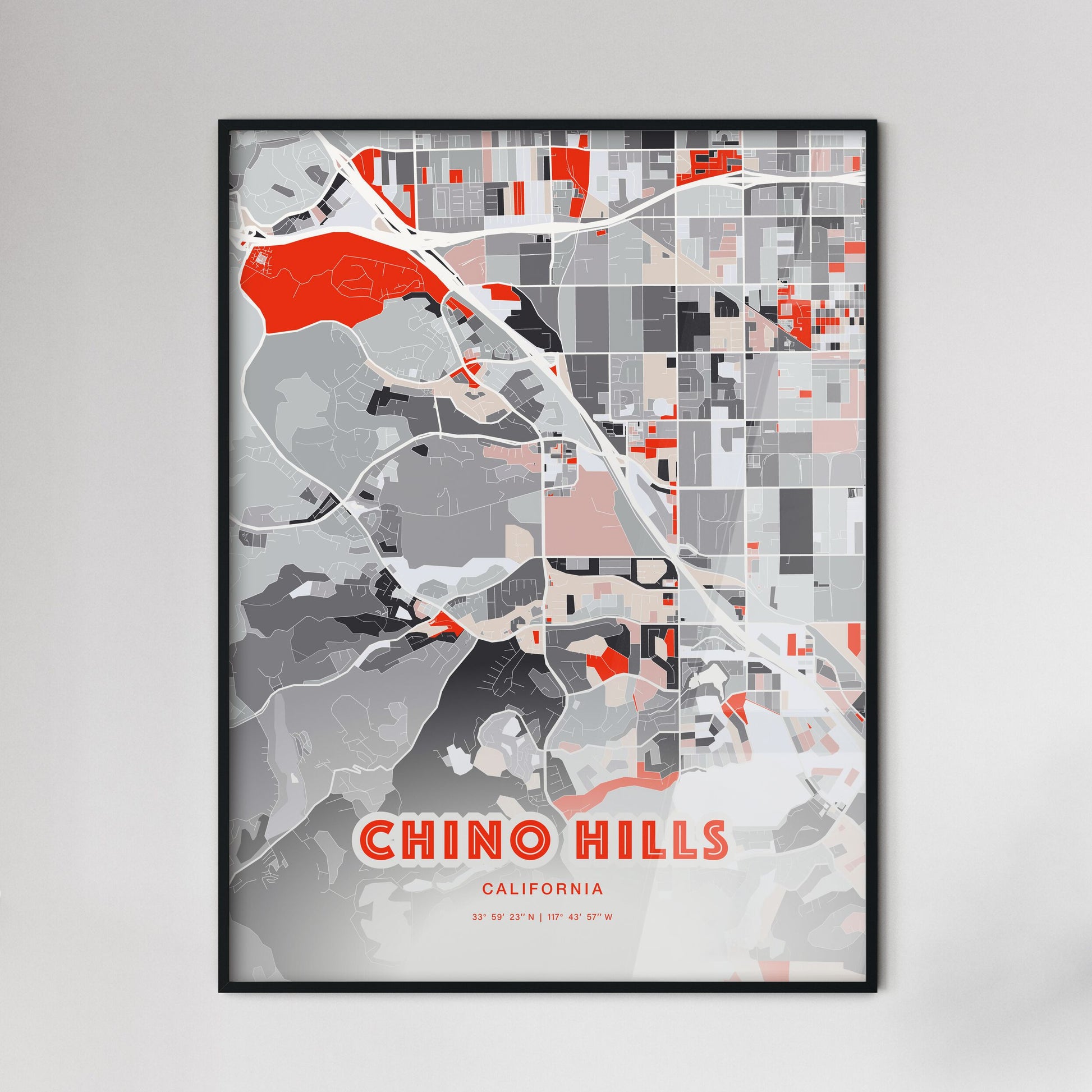 Colorful Chino Hills California Fine Art Map Modern Expressive