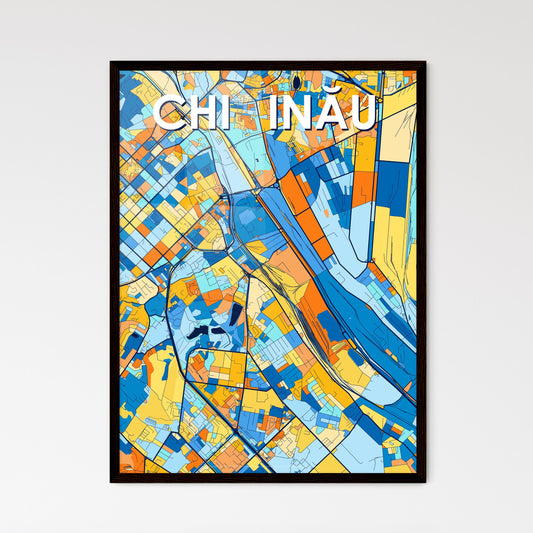 CHIȘINĂU MOLDOVA Vibrant Colorful Art Map Poster Blue Orange