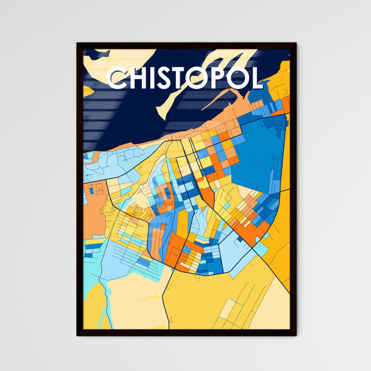 CHISTOPOL RUSSIA Vibrant Colorful Art Map Poster Blue Orange