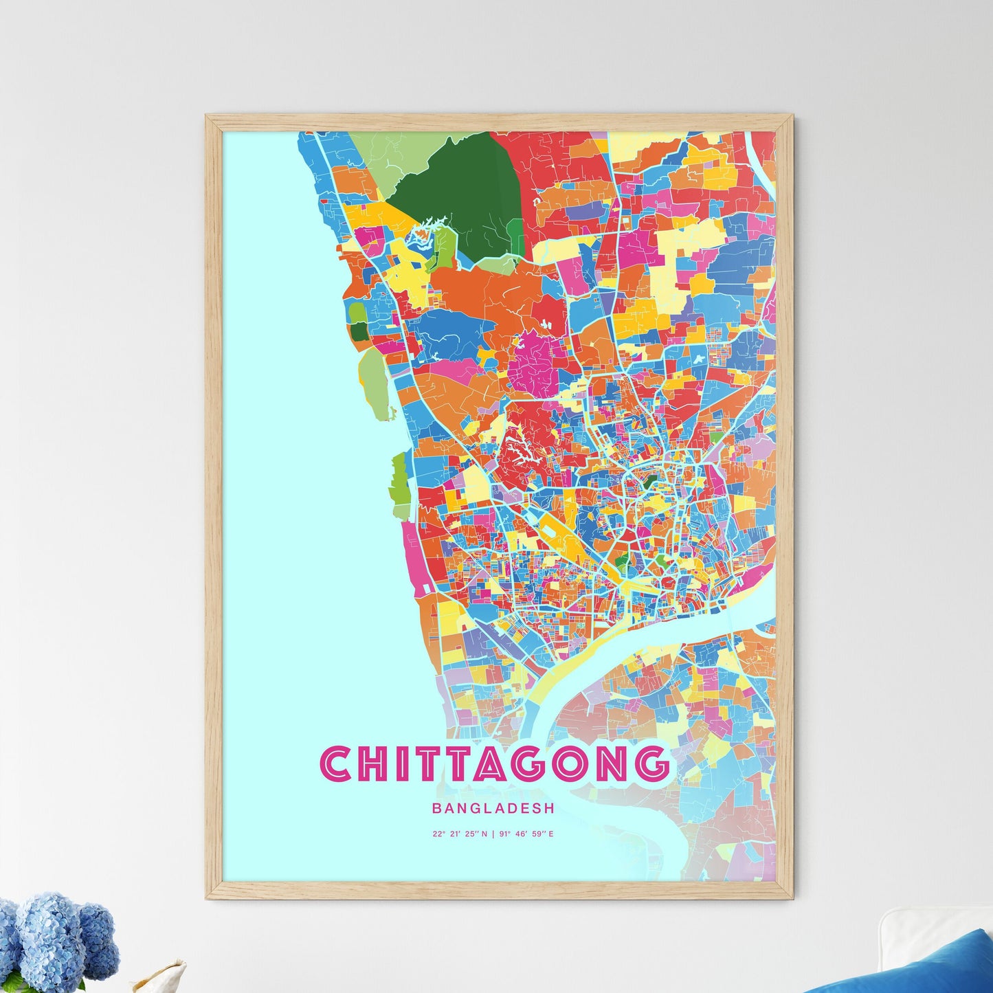 Colorful Chittagong Bangladesh Fine Art Map Crazy Colors