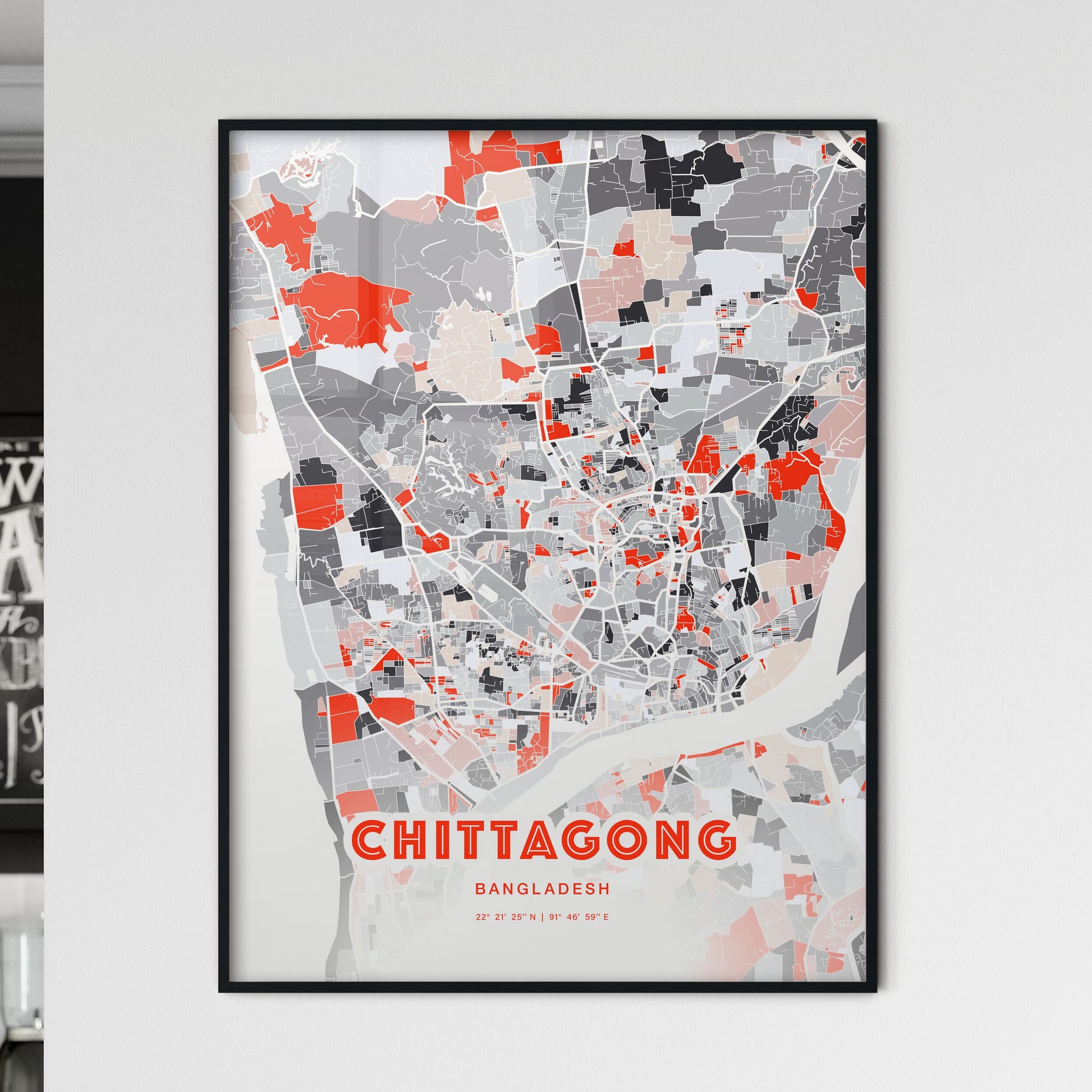 Colorful Chittagong Bangladesh Fine Art Map Modern Expressive