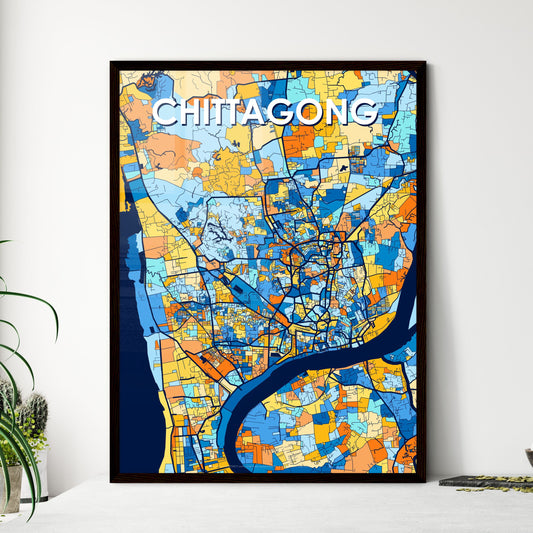 CHITTAGONG BANGLADESH Vibrant Colorful Art Map Poster Blue Orange