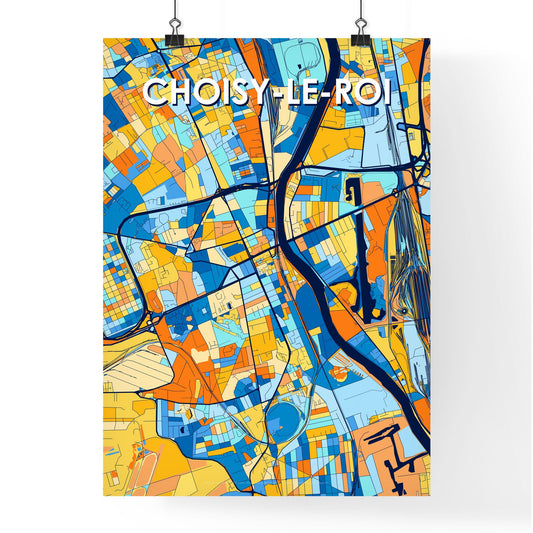CHOISY-LE-ROI FRANCE Vibrant Colorful Art Map Poster Blue Orange