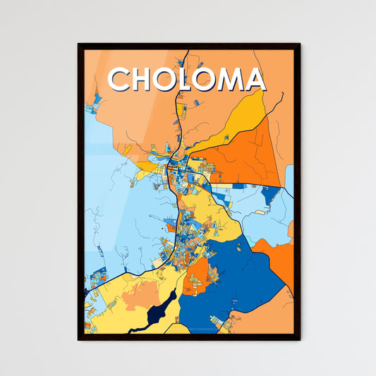 CHOLOMA HONDURAS Vibrant Colorful Art Map Poster Blue Orange