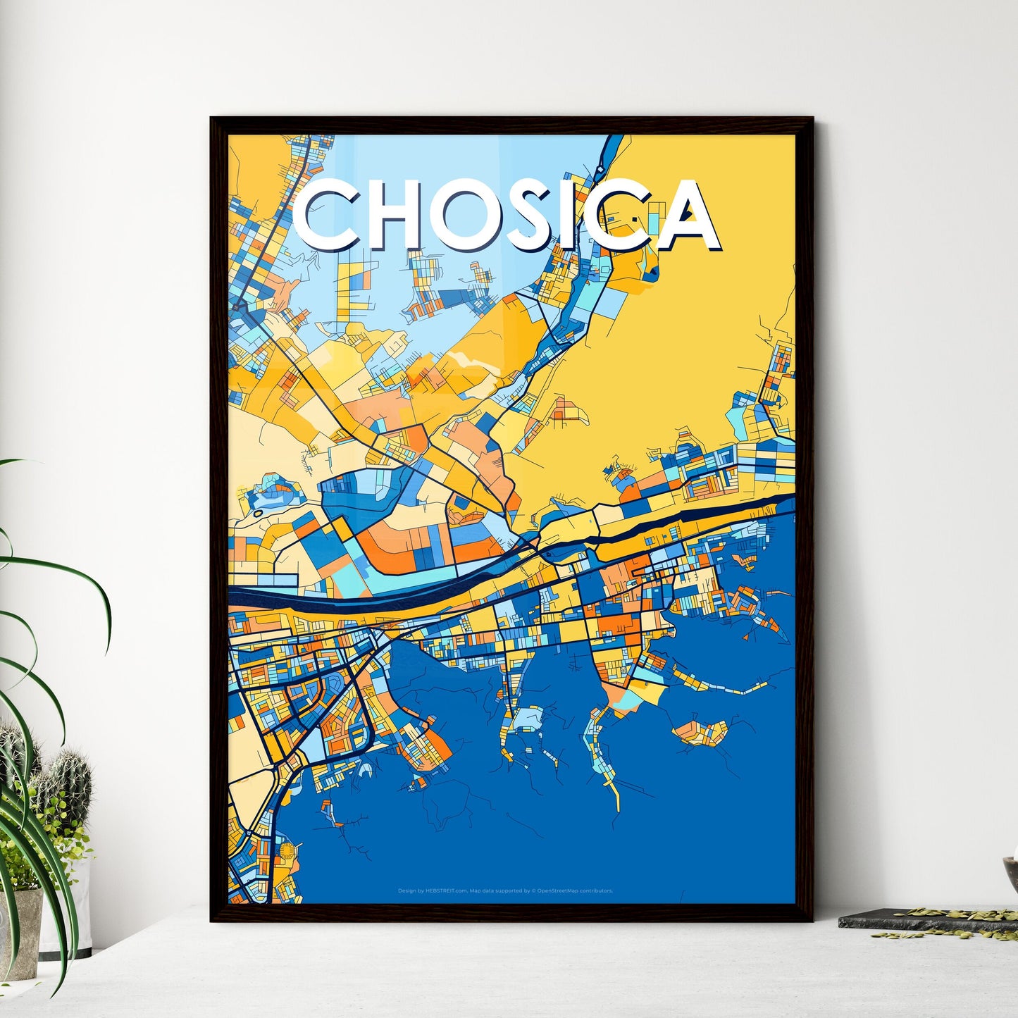 CHOSICA PERU Vibrant Colorful Art Map Poster Blue Orange
