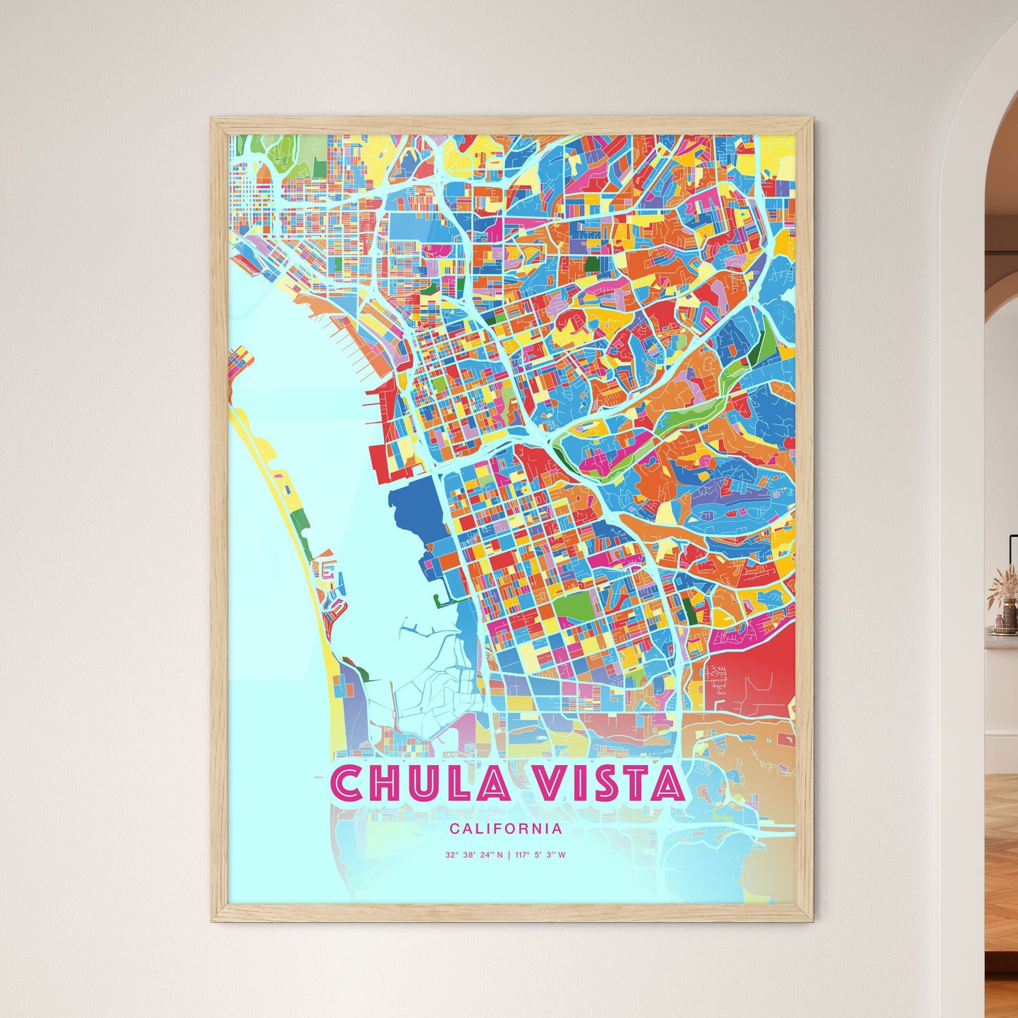 Colorful Chula Vista California Fine Art Map Crazy Colors