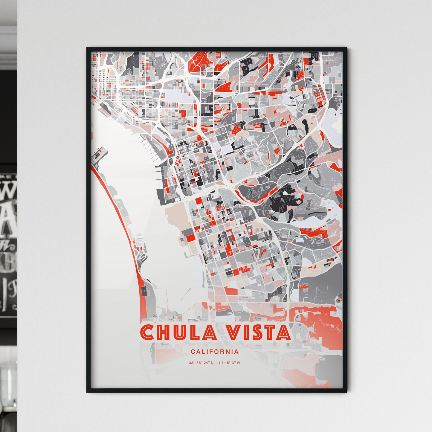 Colorful Chula Vista California Fine Art Map Modern Expressive