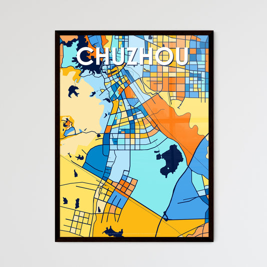 CHUZHOU CHINA Vibrant Colorful Art Map Poster Blue Orange